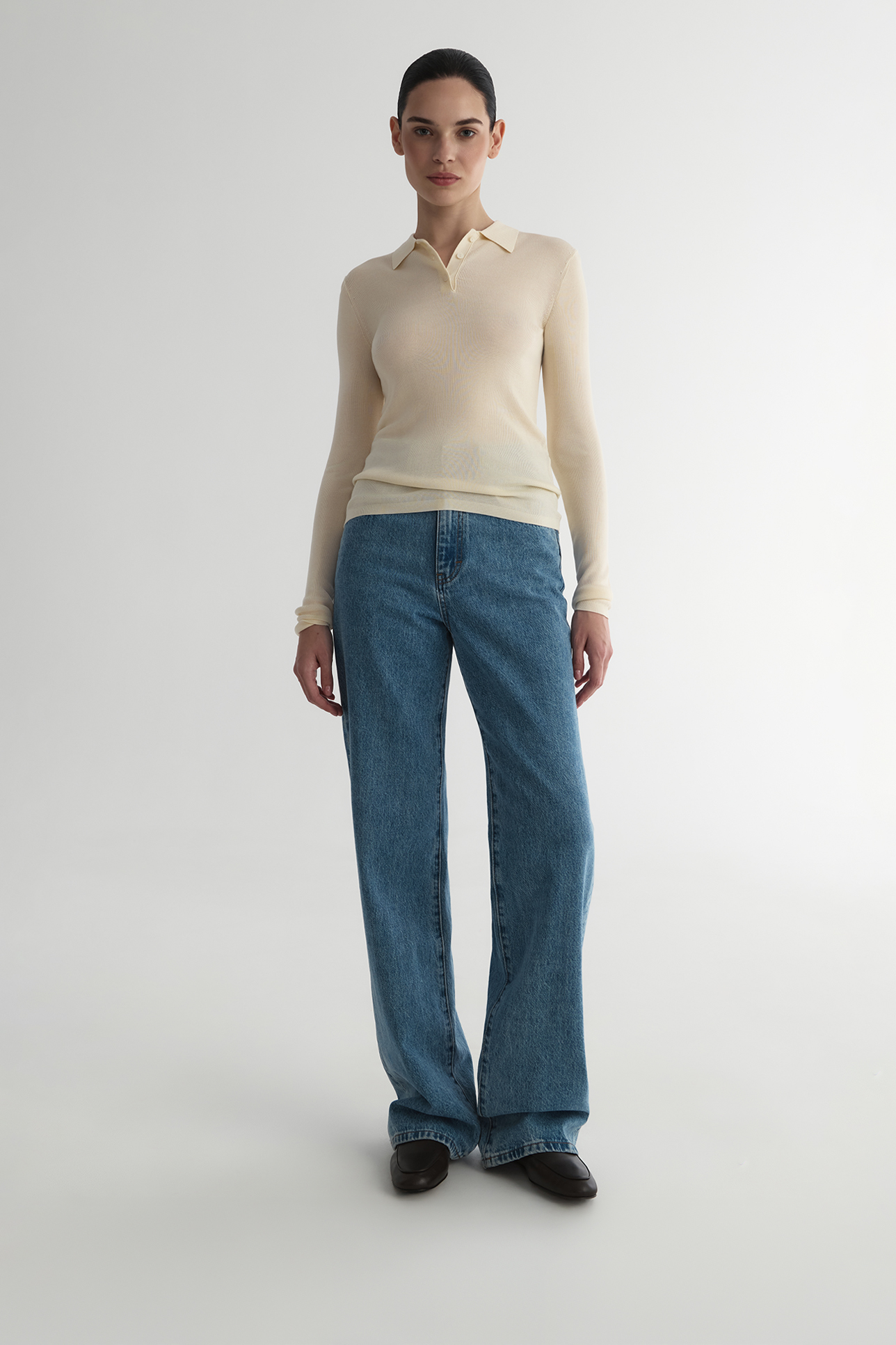 

Джемпер-поло кремового цвета, XS