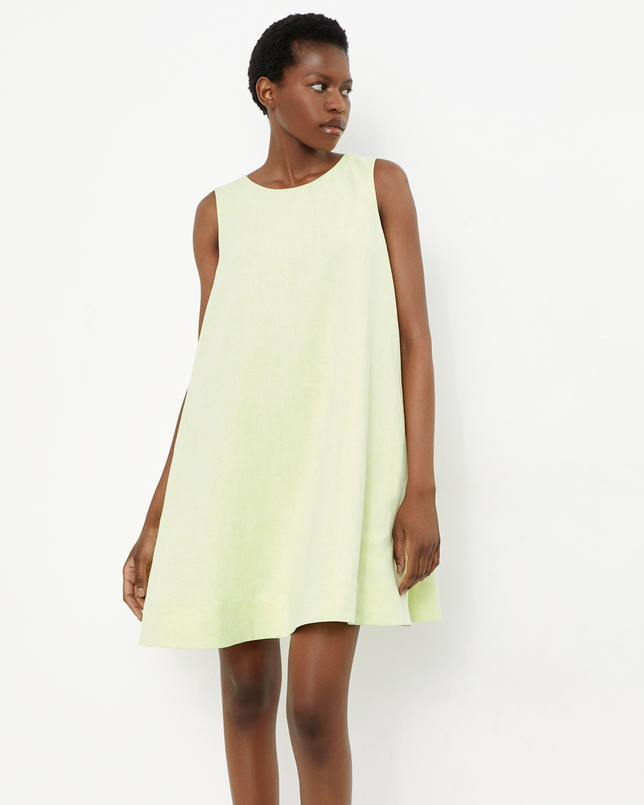 

Платье мини льняное цвета зеленое яблоко, XXS