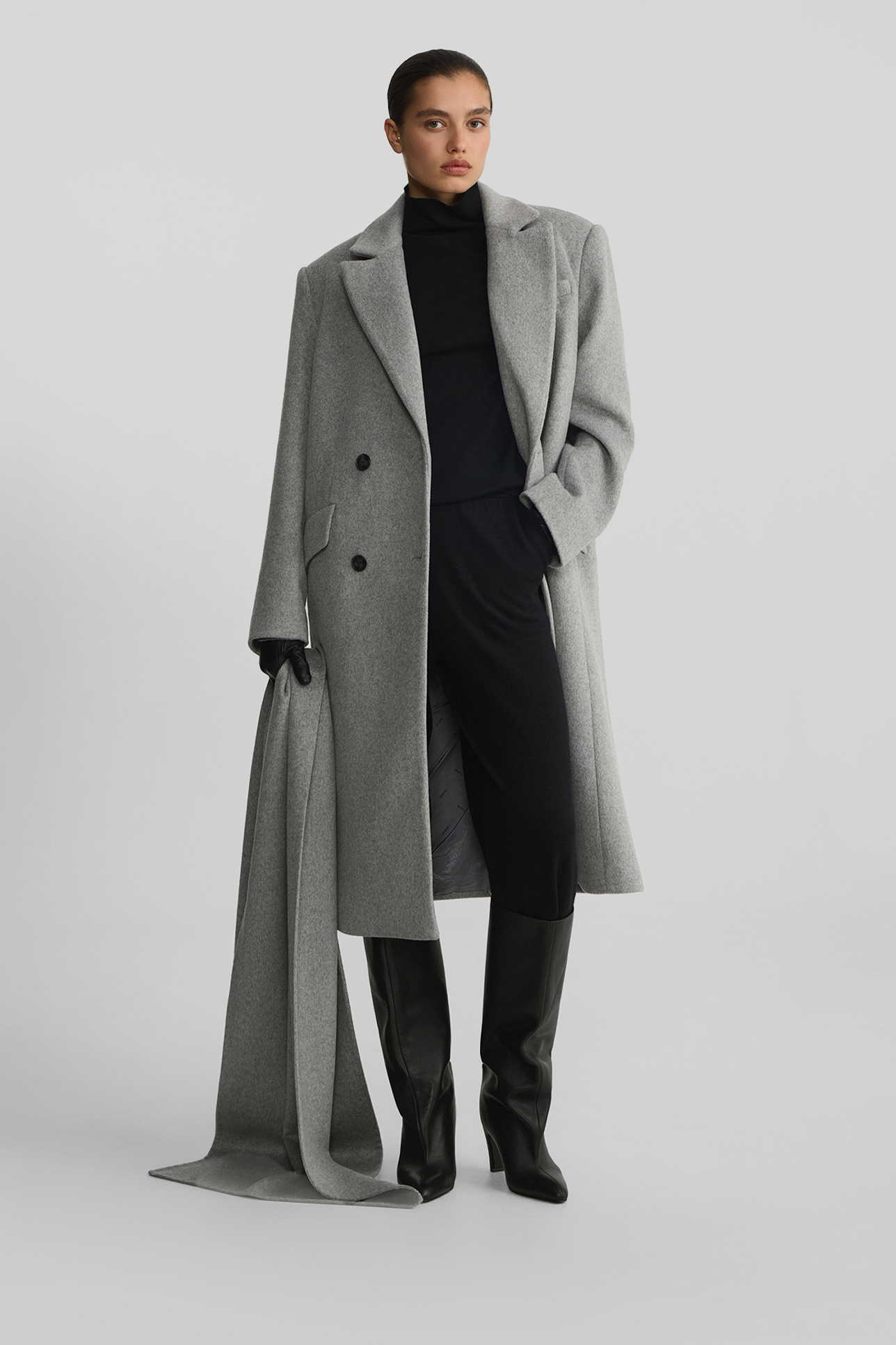 

Пальто с шарфом серого цвета, XS