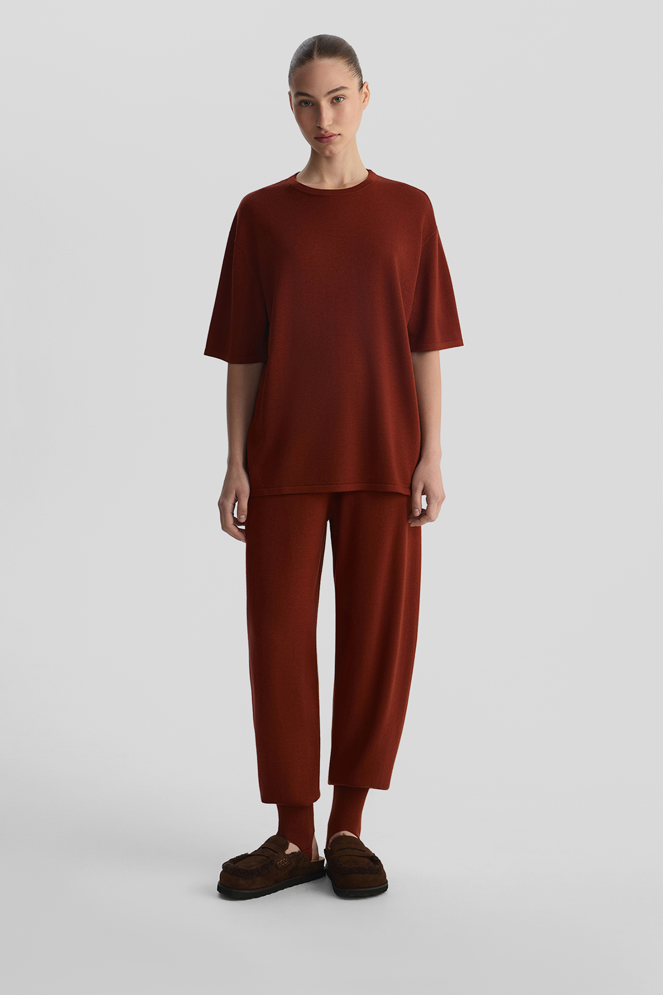 

Футболка oversize из шерсти мериноса терракотового цвета, XS