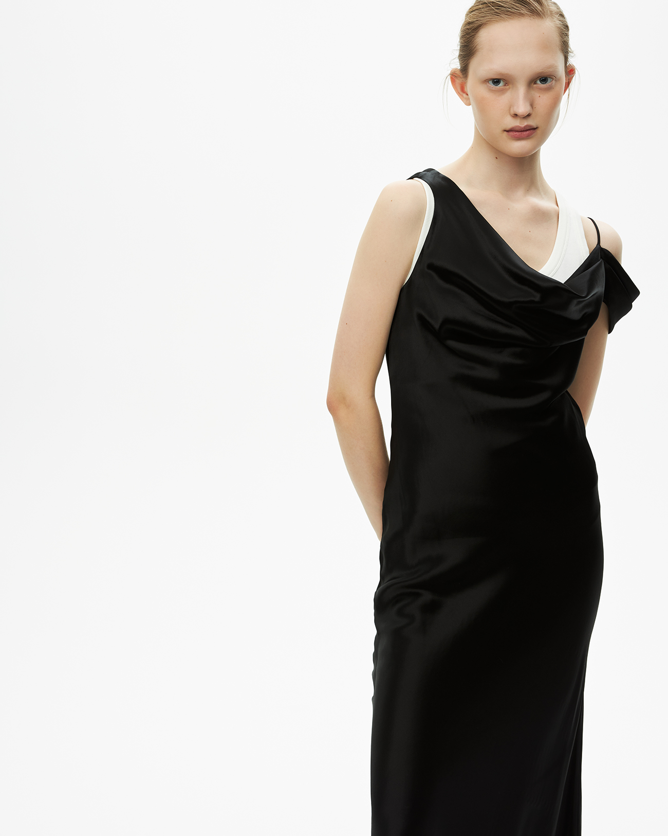 

Платье-комбинация асимметричное черного цвета, XXS