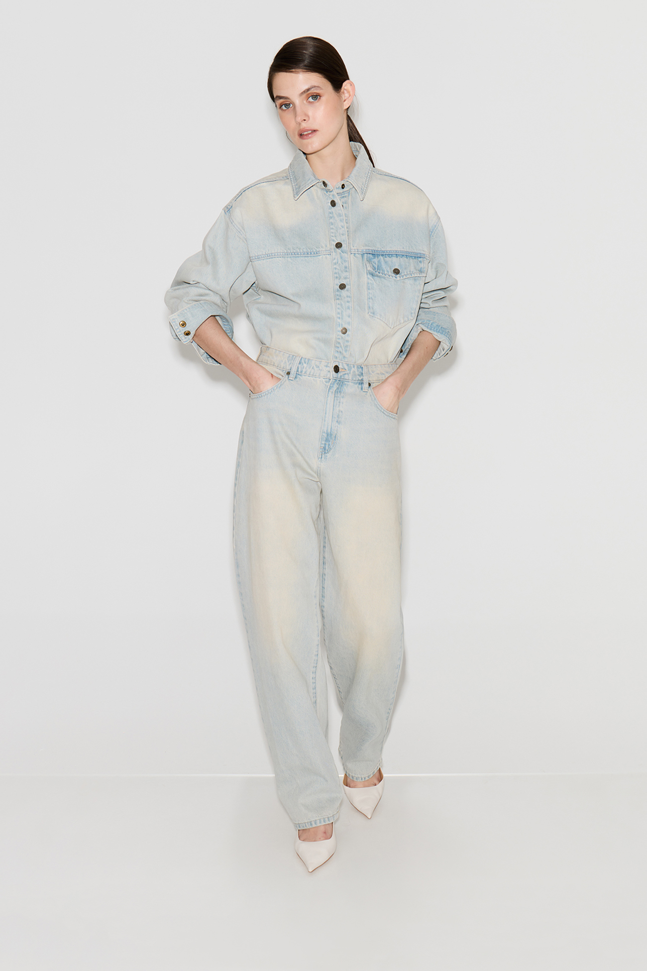 

Рубашка из денима винтажного голубого цвета, M