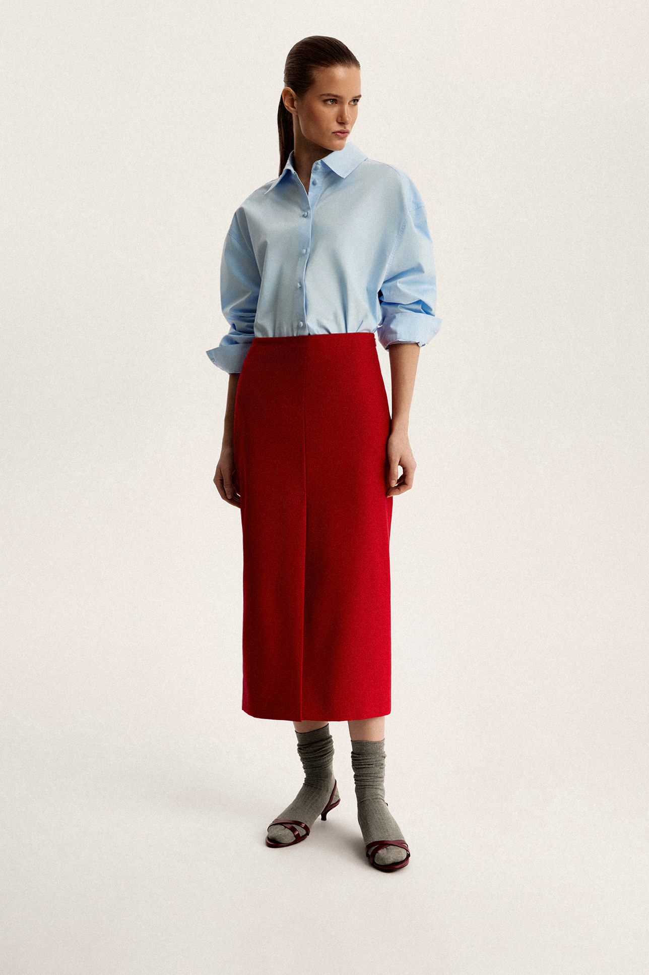 

Юбка миди прямая со шлицей, XS