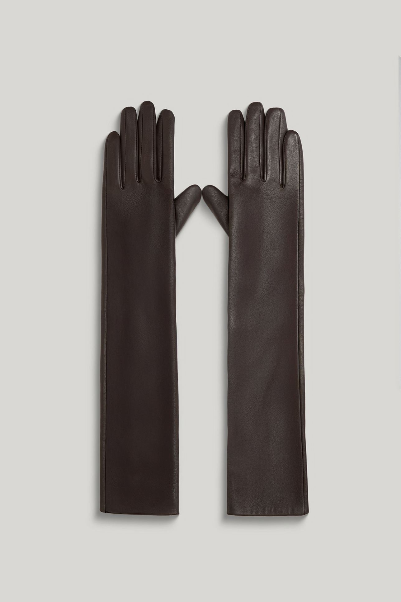 

Длинные кожаные перчатки темно-коричневого цвета, 8,5