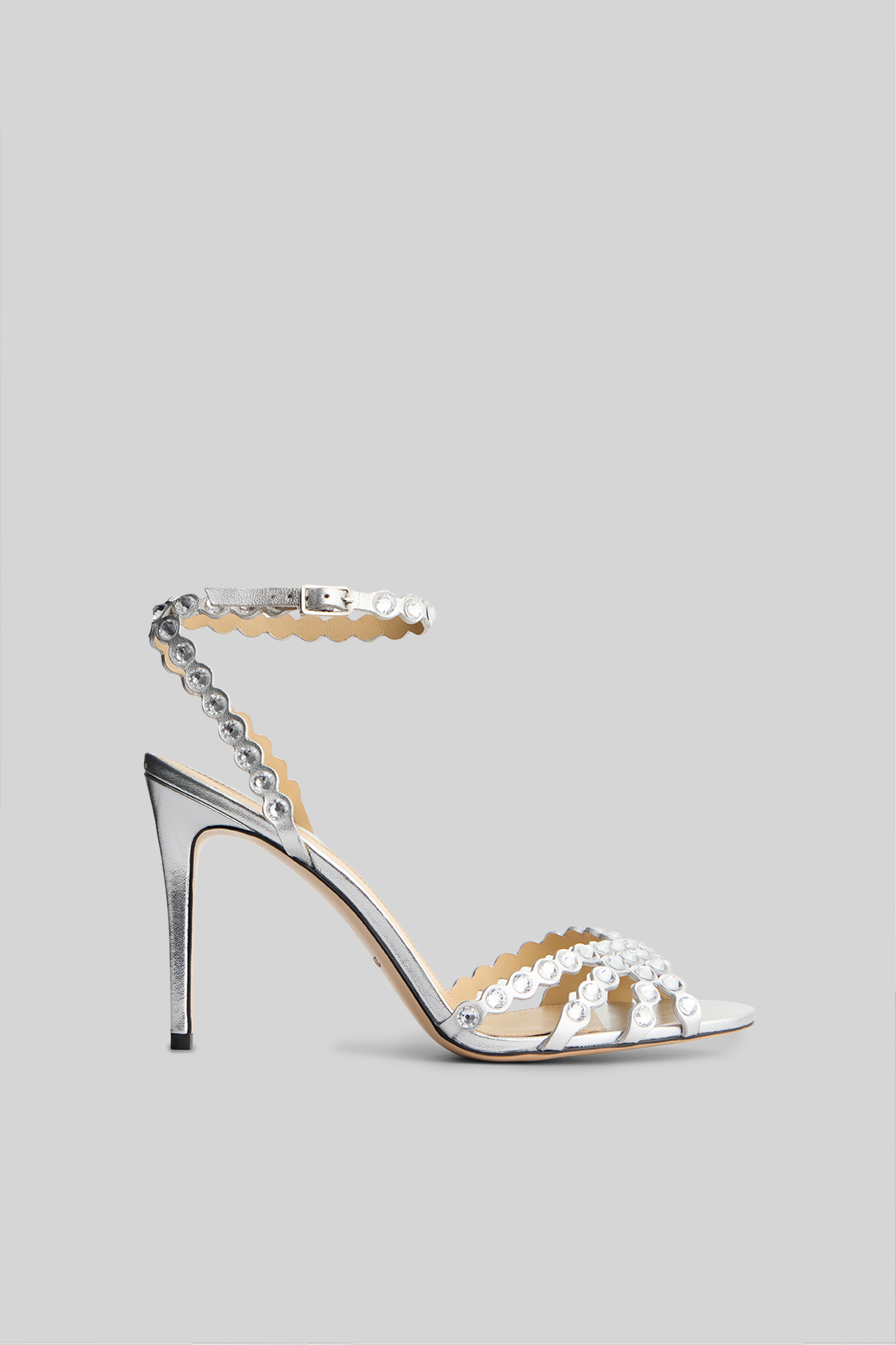 

Босоножки со стразами серебряного цвета, 40