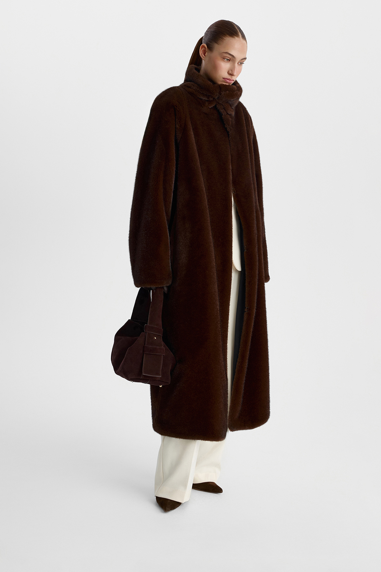 

Двустороннее пальто с искусственным мехом черного цвета, L