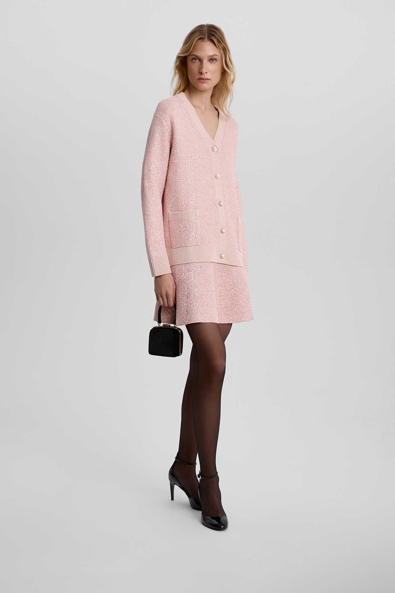 

Юбка мини с пайетками светло-розового цвета, M