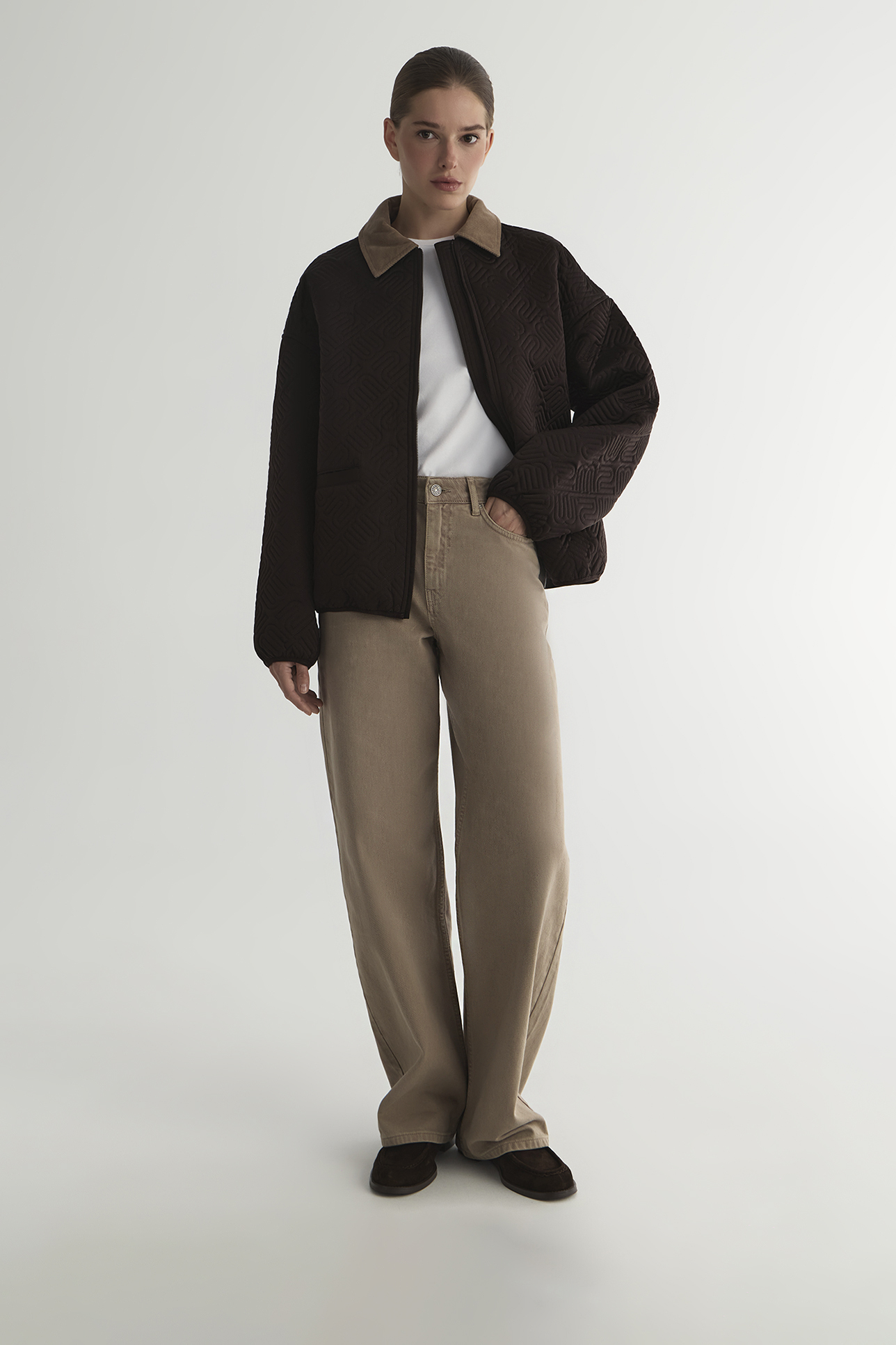 

Куртка со стежкой шоколадного цвета, M