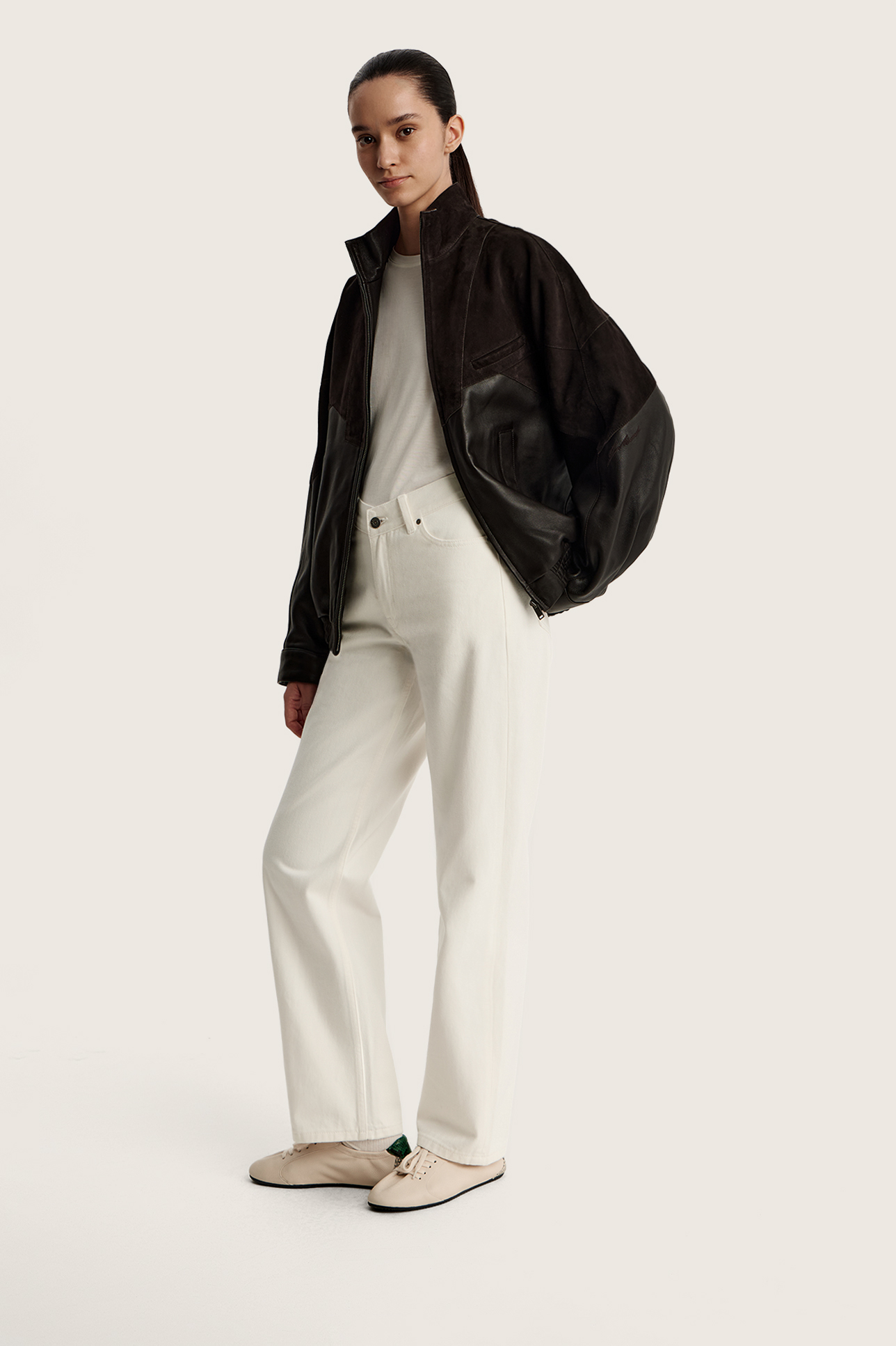 

Джинсы свободные RL101 молочного цвета, 30/32