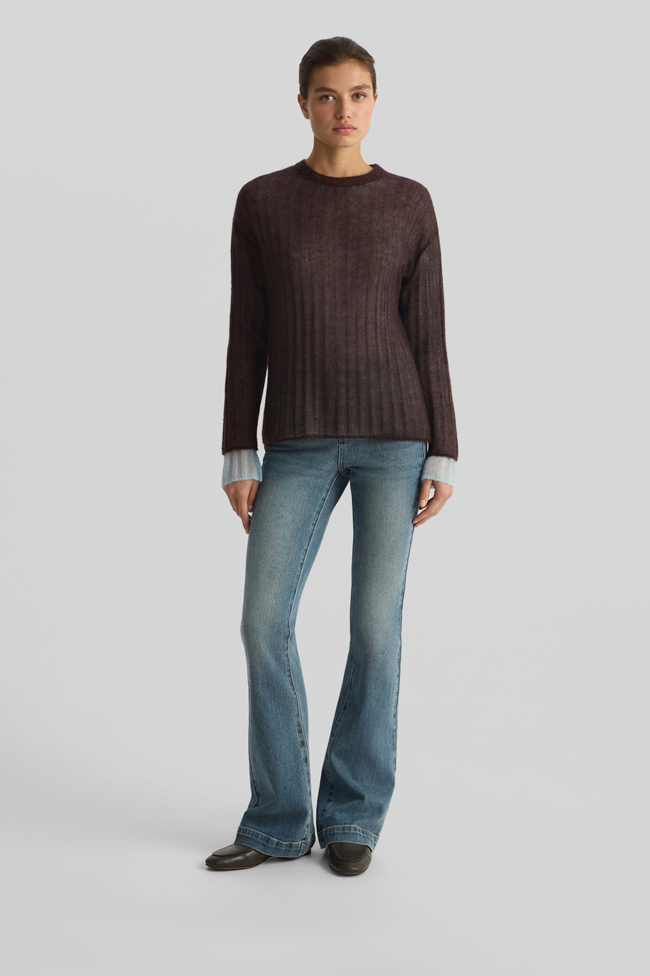 

Джемпер двухслойный из мохера сливового цвета, S