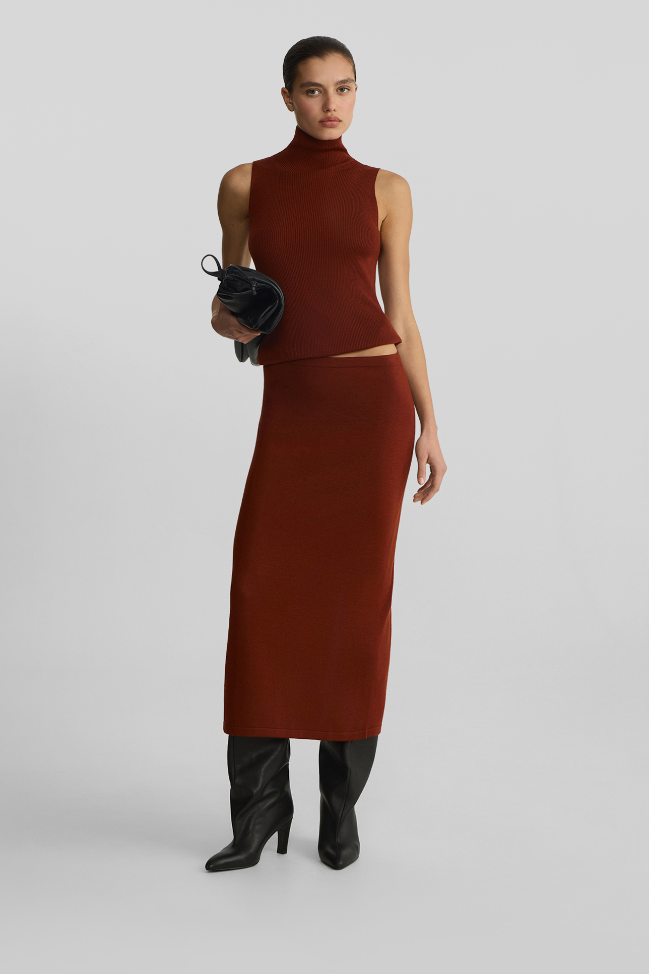 

Юбка из шерсти мериноса терракотового цвета, S