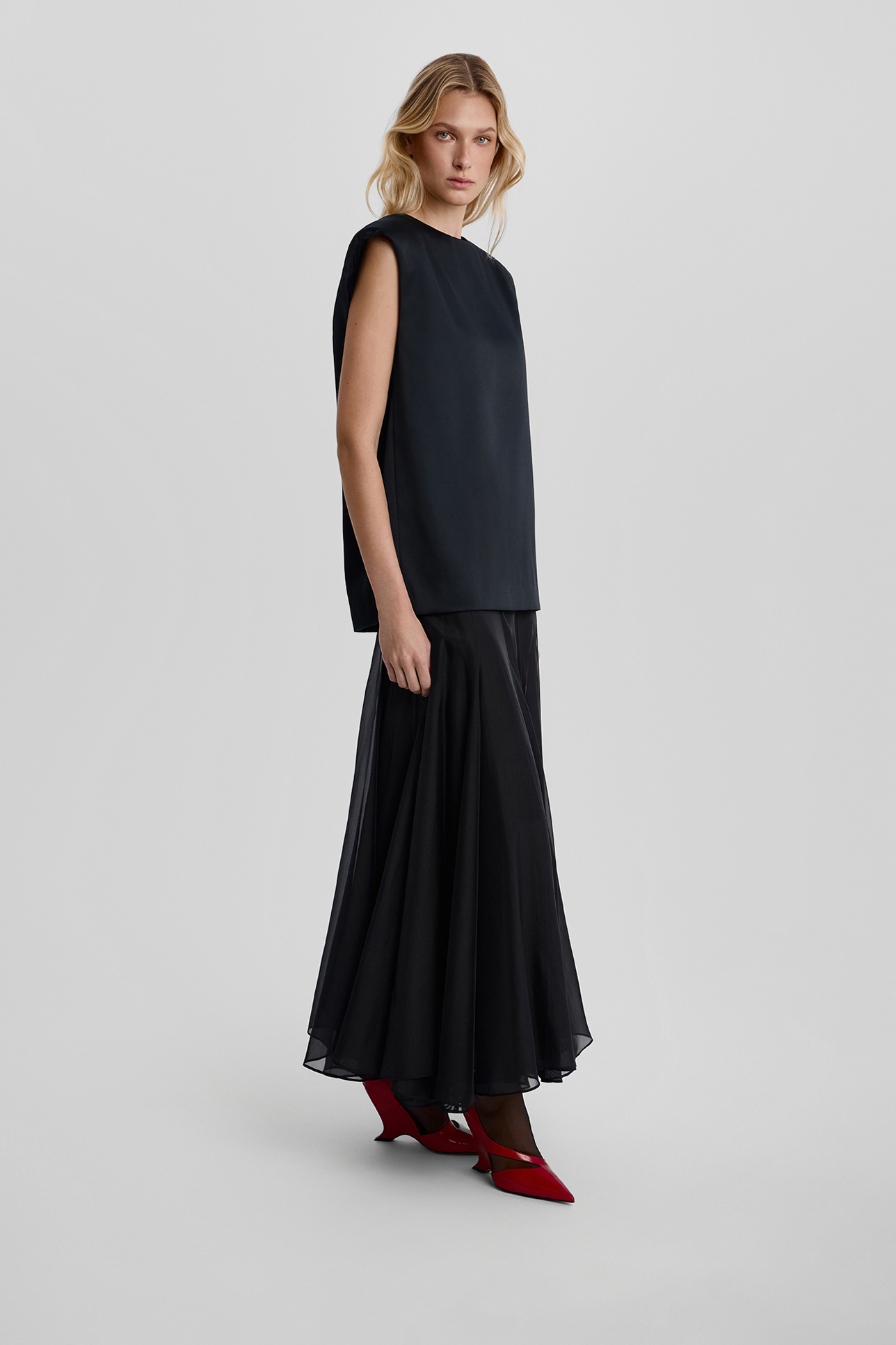 

Юбка макси из органзы черного цвета, L