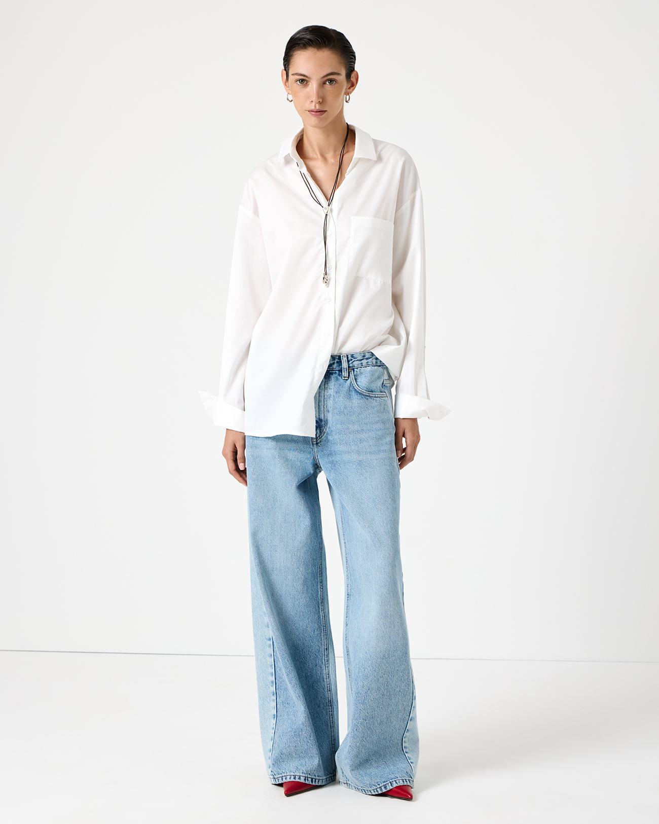 

Джинсы Wide leg WL301 Colorblock голубого цвета, 25/32