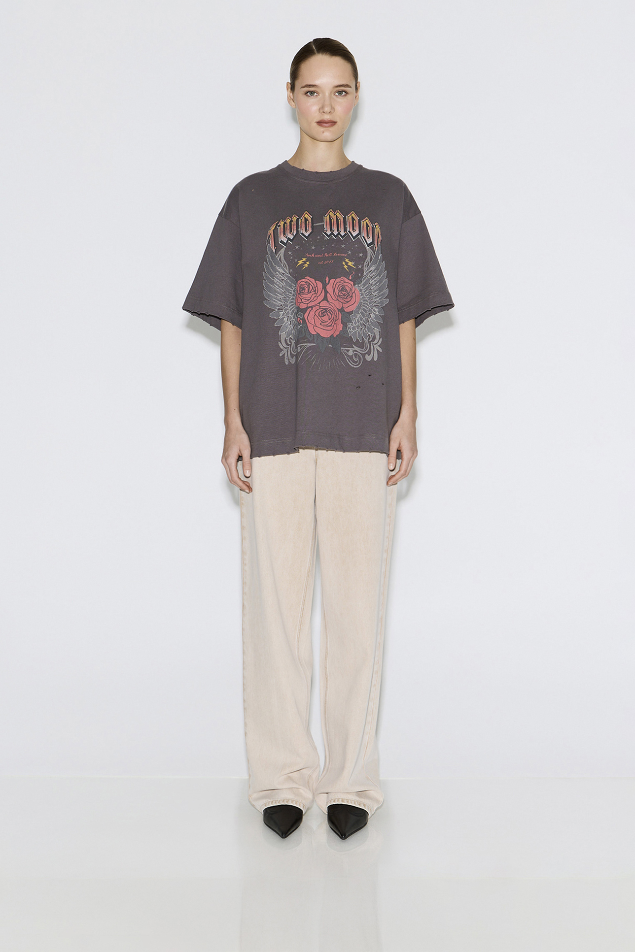 

Футболка оверсайз с принтом "Орел" графитового цвета, S