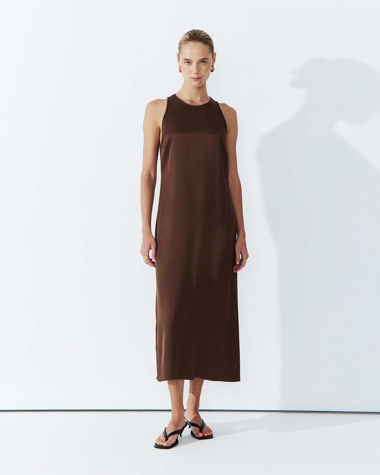 

Платье-халтер миди шоколадного цвета, XS