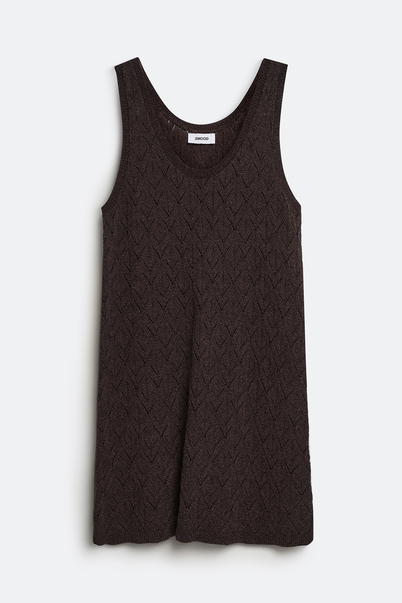 

Платье-майка ажурное на широких бретелях шоколадного цвета, S