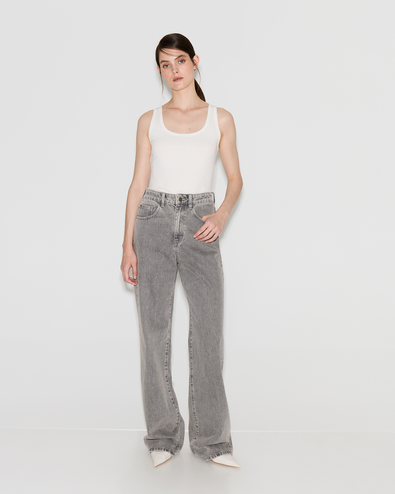 

Джинсы Wide leg WL100 светло-серого цвета, 25/34