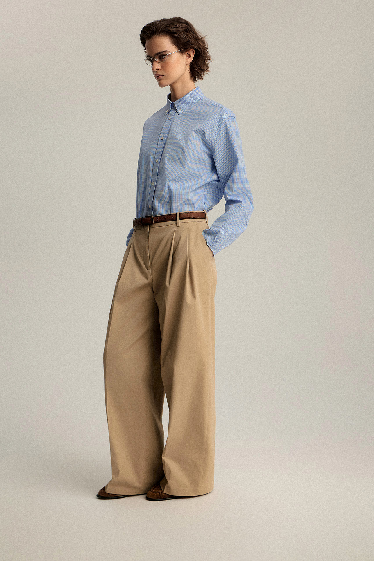 

Рубашка в клетку с необработанным краем, XS