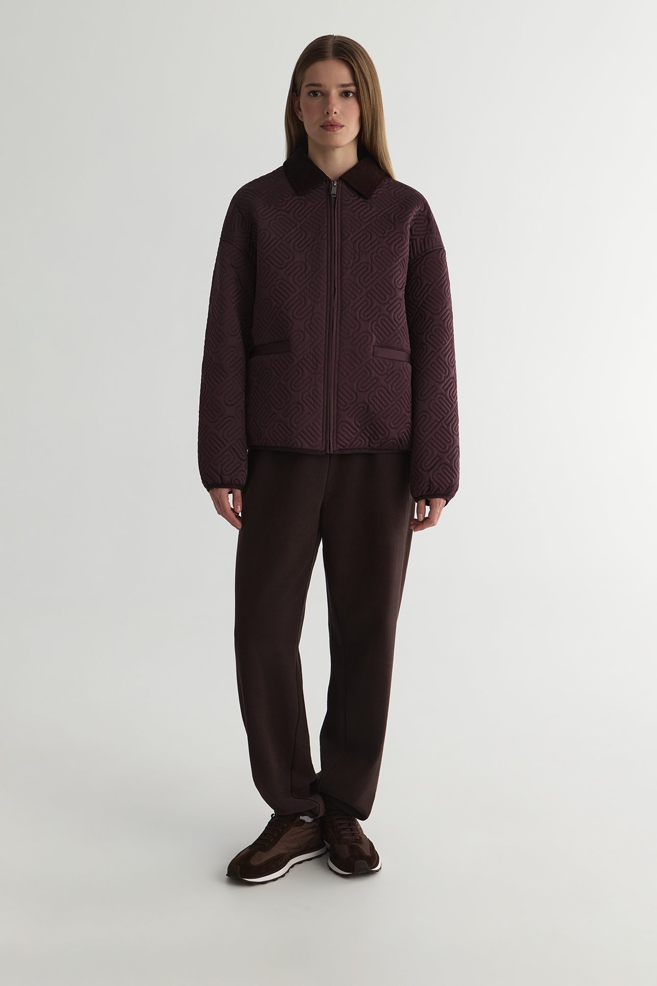 

Куртка со стежкой сливового цвета, S