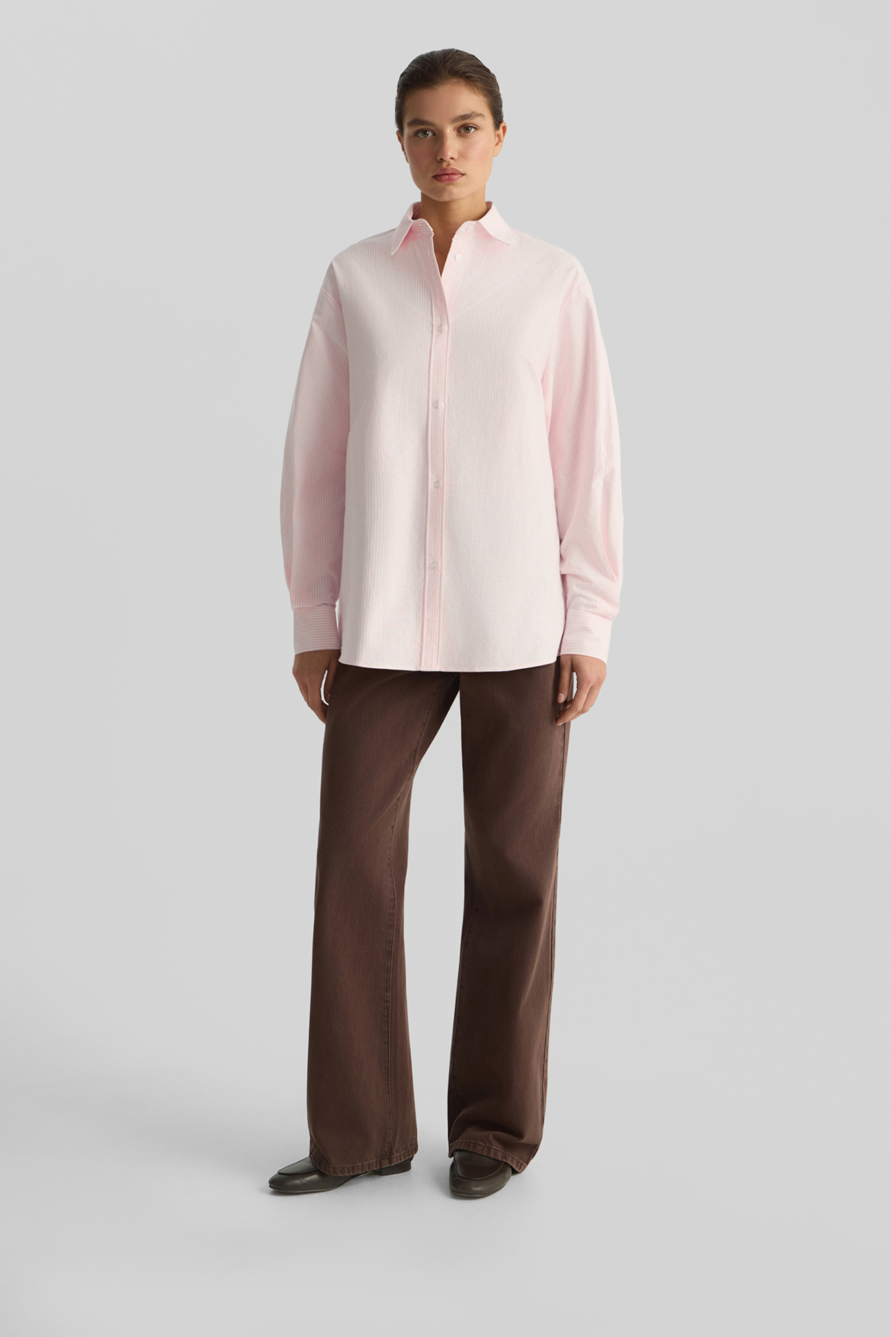 

Рубашка в полоску розового цвета, M