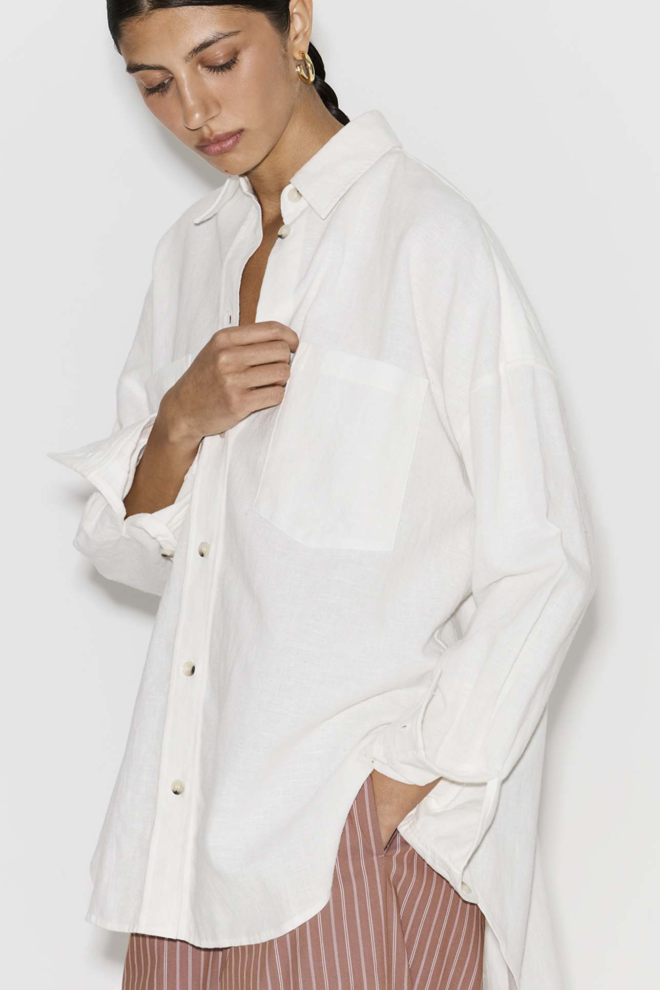 

Рубашка изо льна молочного цвета, XS