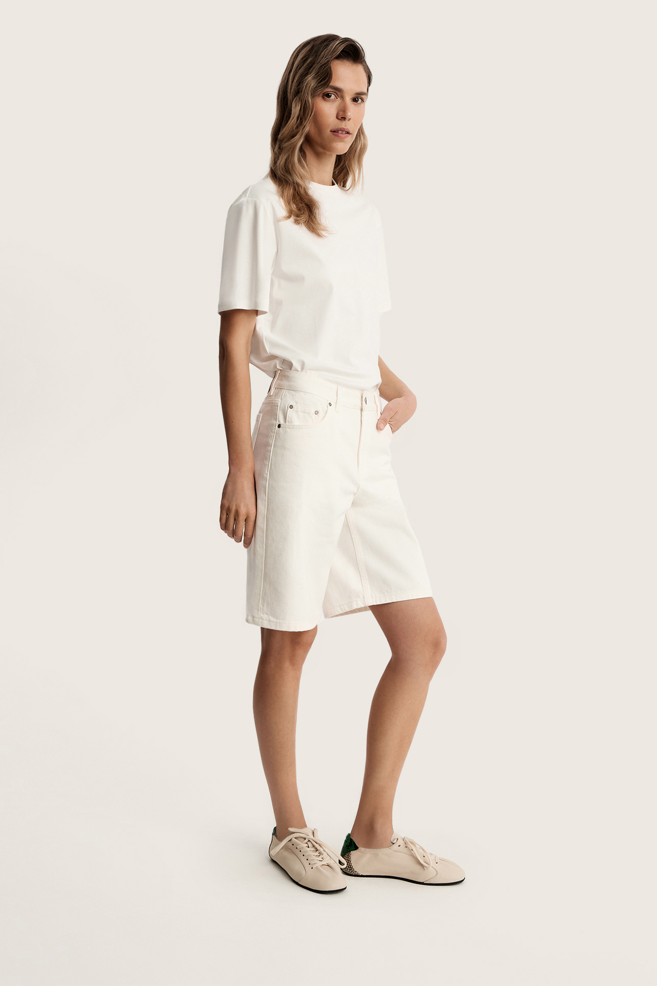 

Бермуды из денима молочного цвета, 24