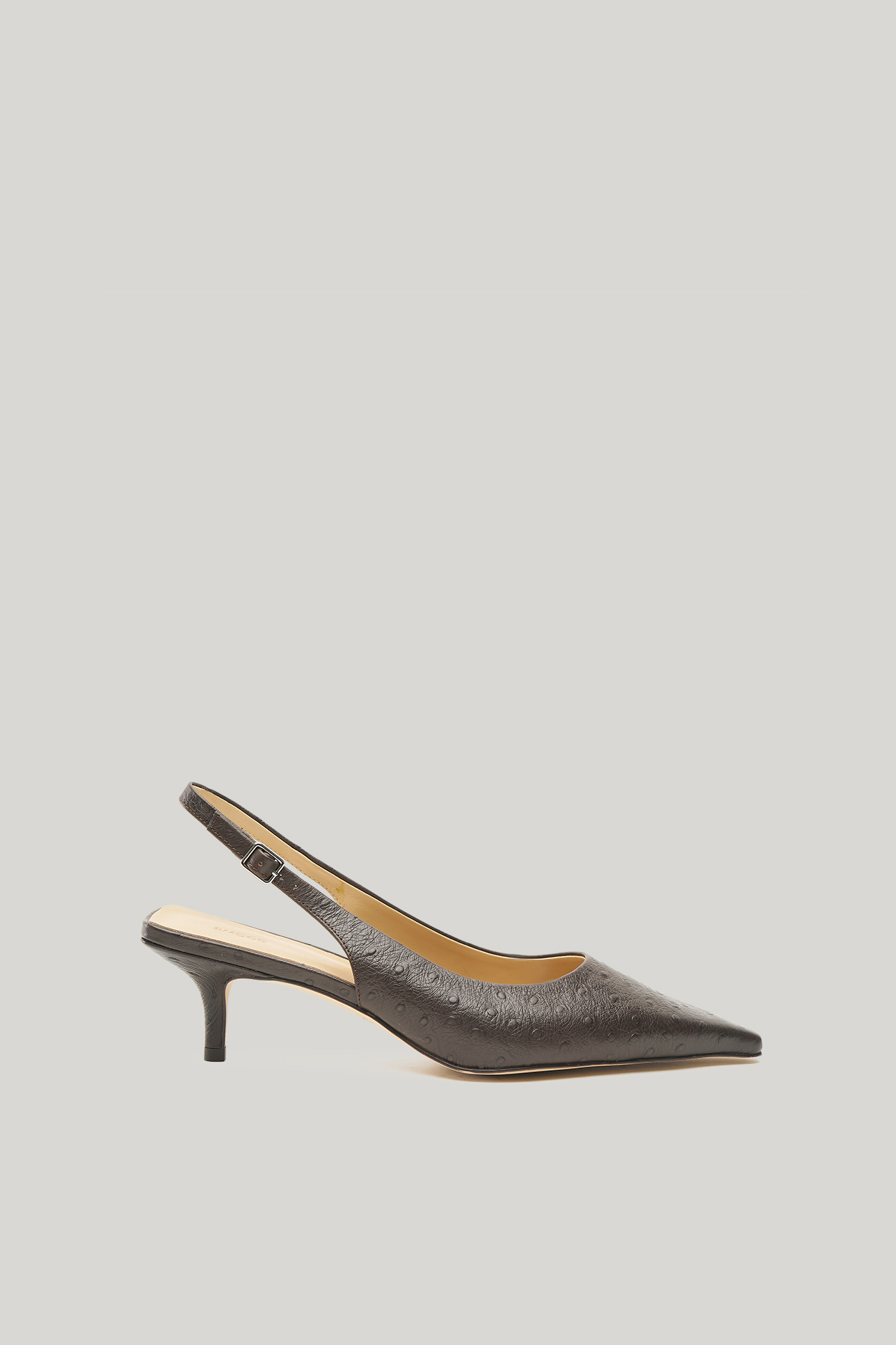 

Туфли-слингбэки с имитацией кожи страуса темно-коричневого цвета, 36