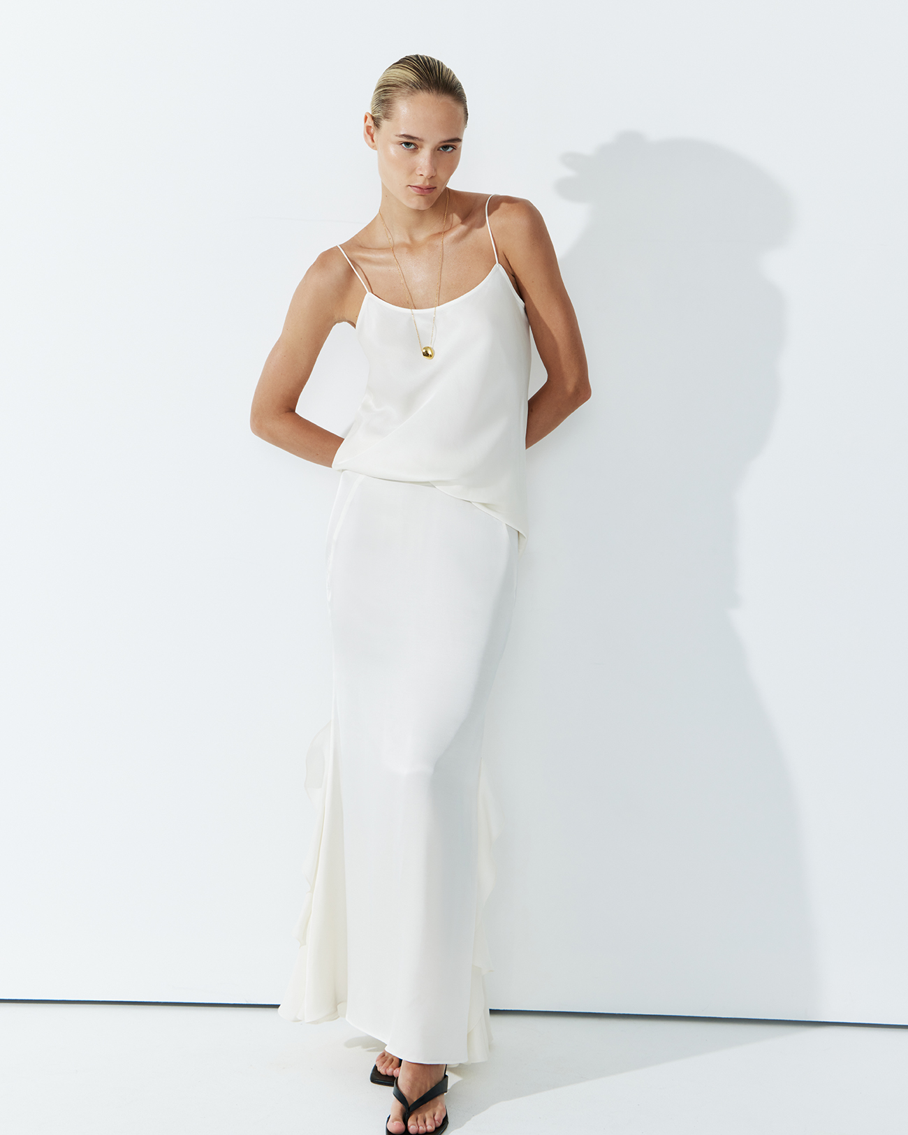 

Юбка годе с воланами молочного цвета, XS