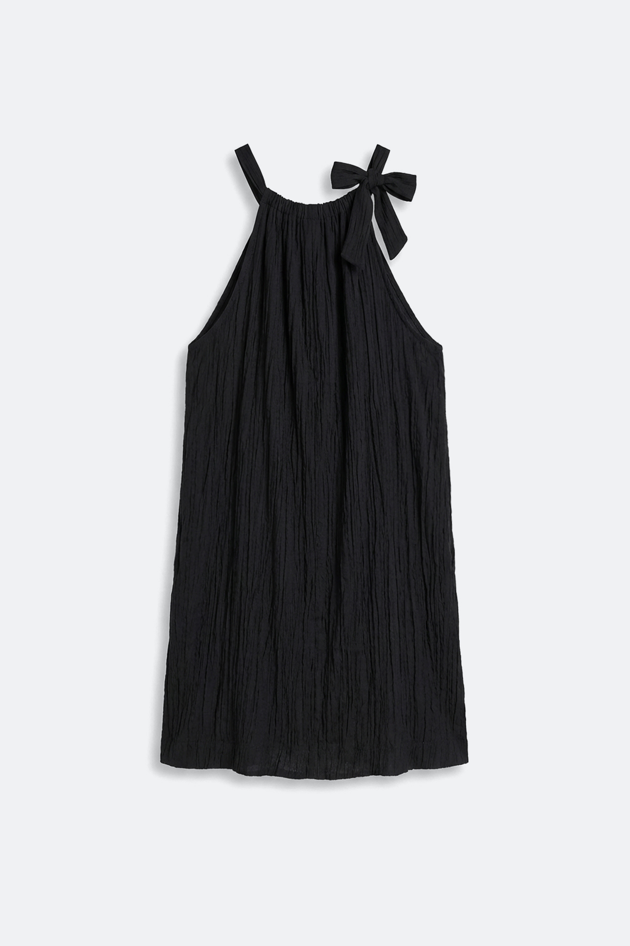 

Платье мини из жатого сатина черного цвета, XS