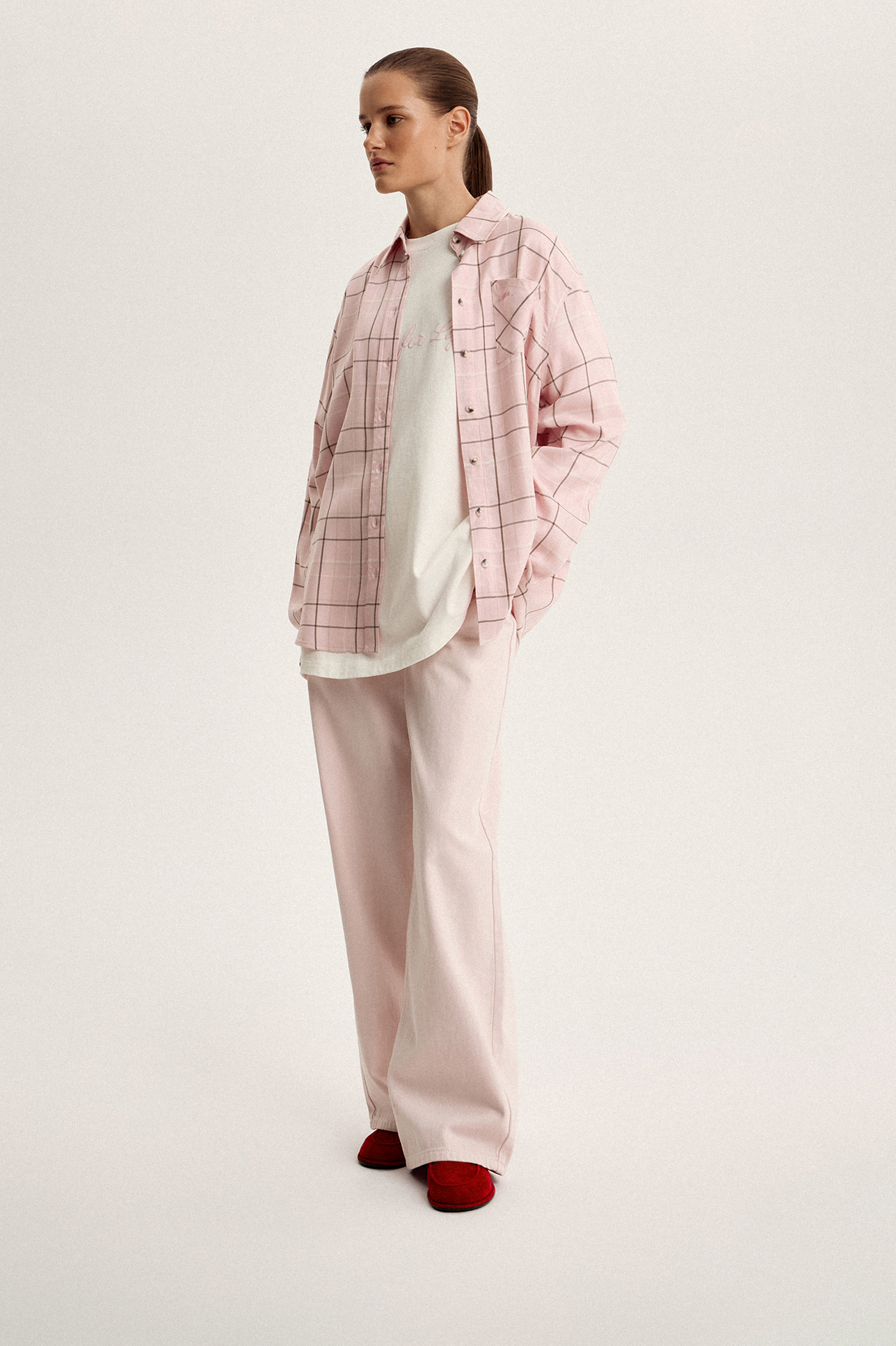 

Рубашка свободная в клетку, S