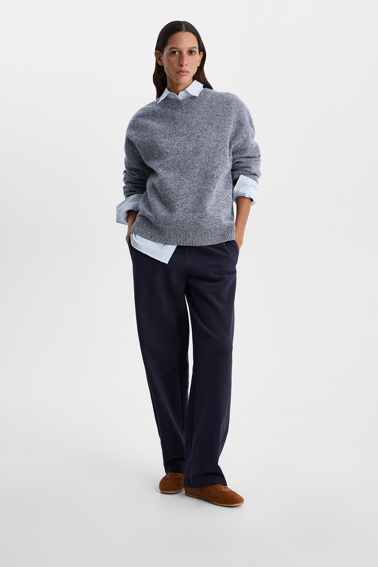 

Джемпер из меланжевой шерсти мериноса серо-голубого цвета, S