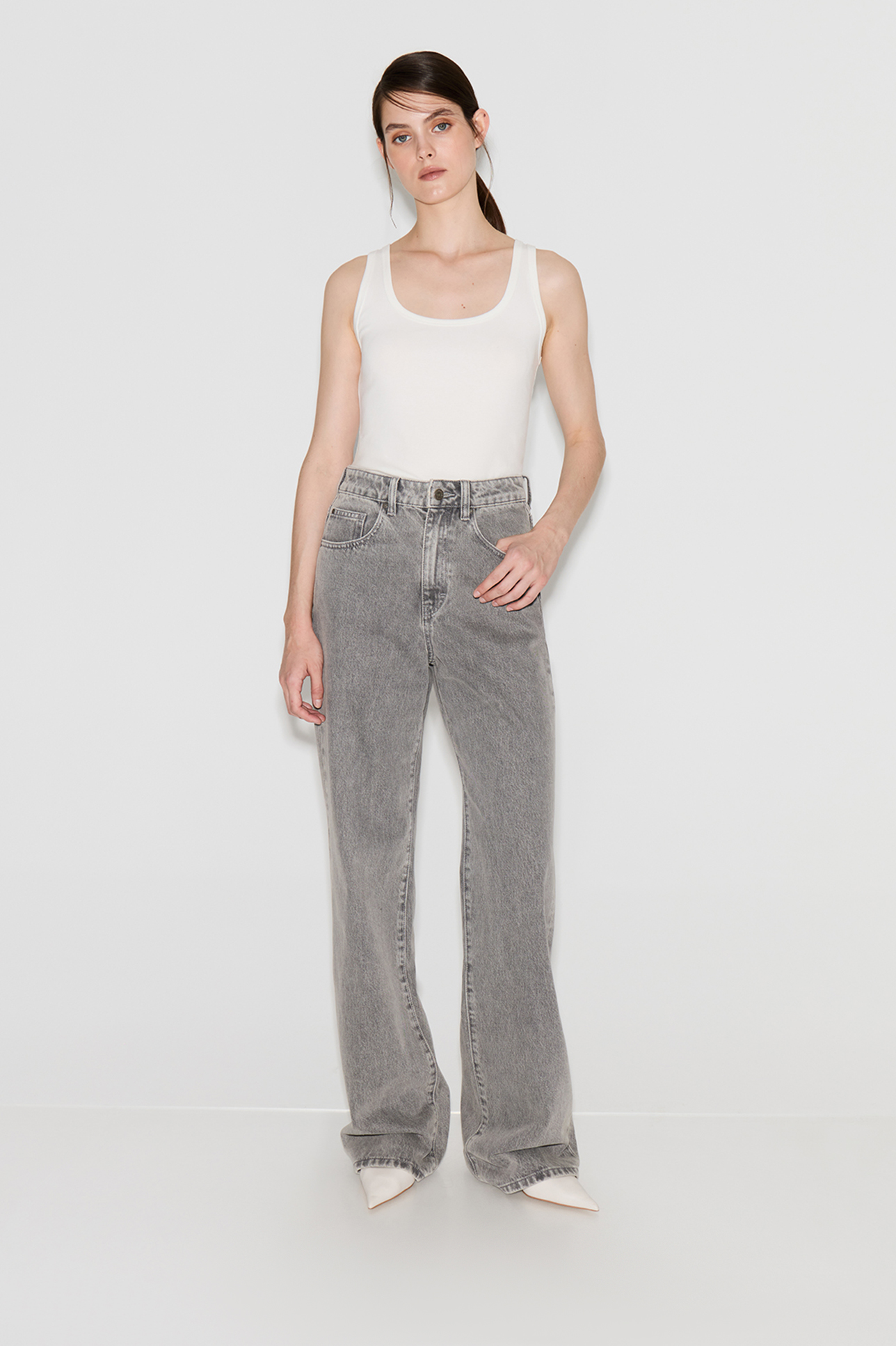 

Джинсы Wide leg WL100 светло-серого цвета, 27/30