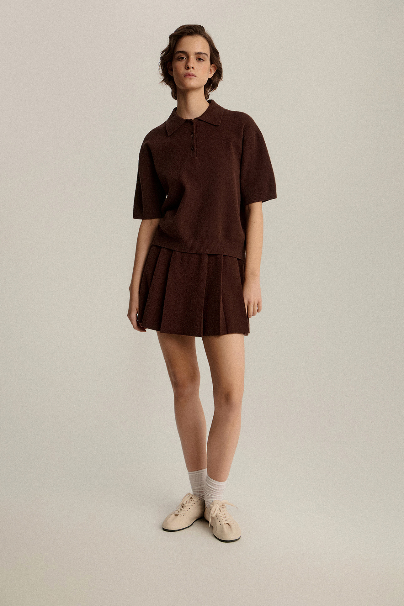 

Джемпер-поло фактурный с коротким рукавом, M