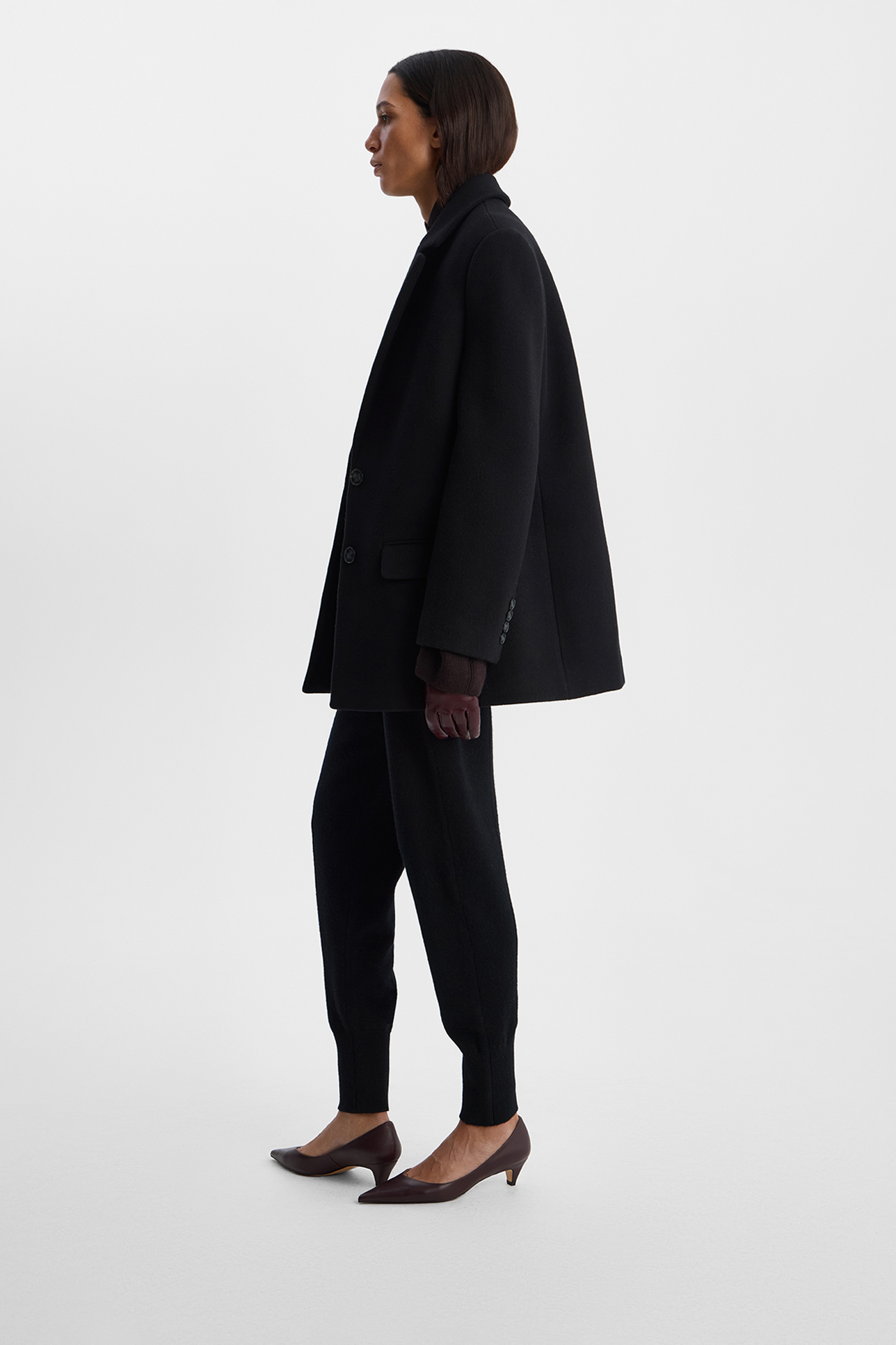 

Брюки зауженные из шерсти с добавлением кашемира черного цвета, M