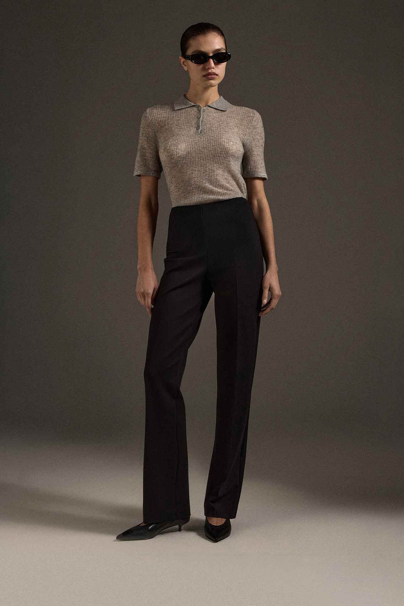 

Пуловер с воротником поло серого цвета, XXS