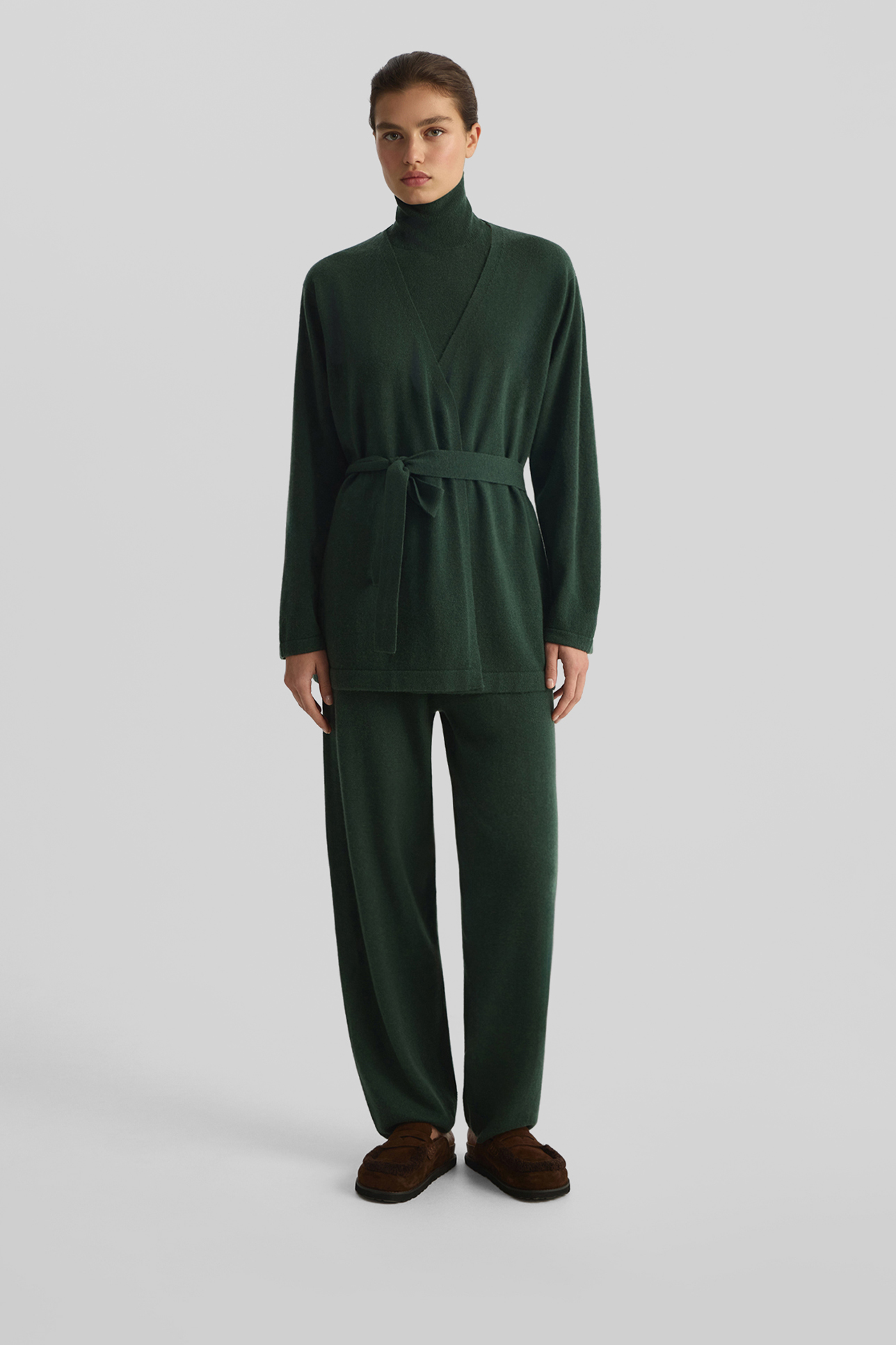 

Кардиган-кимоно из кашемира изумрудного цвета, S