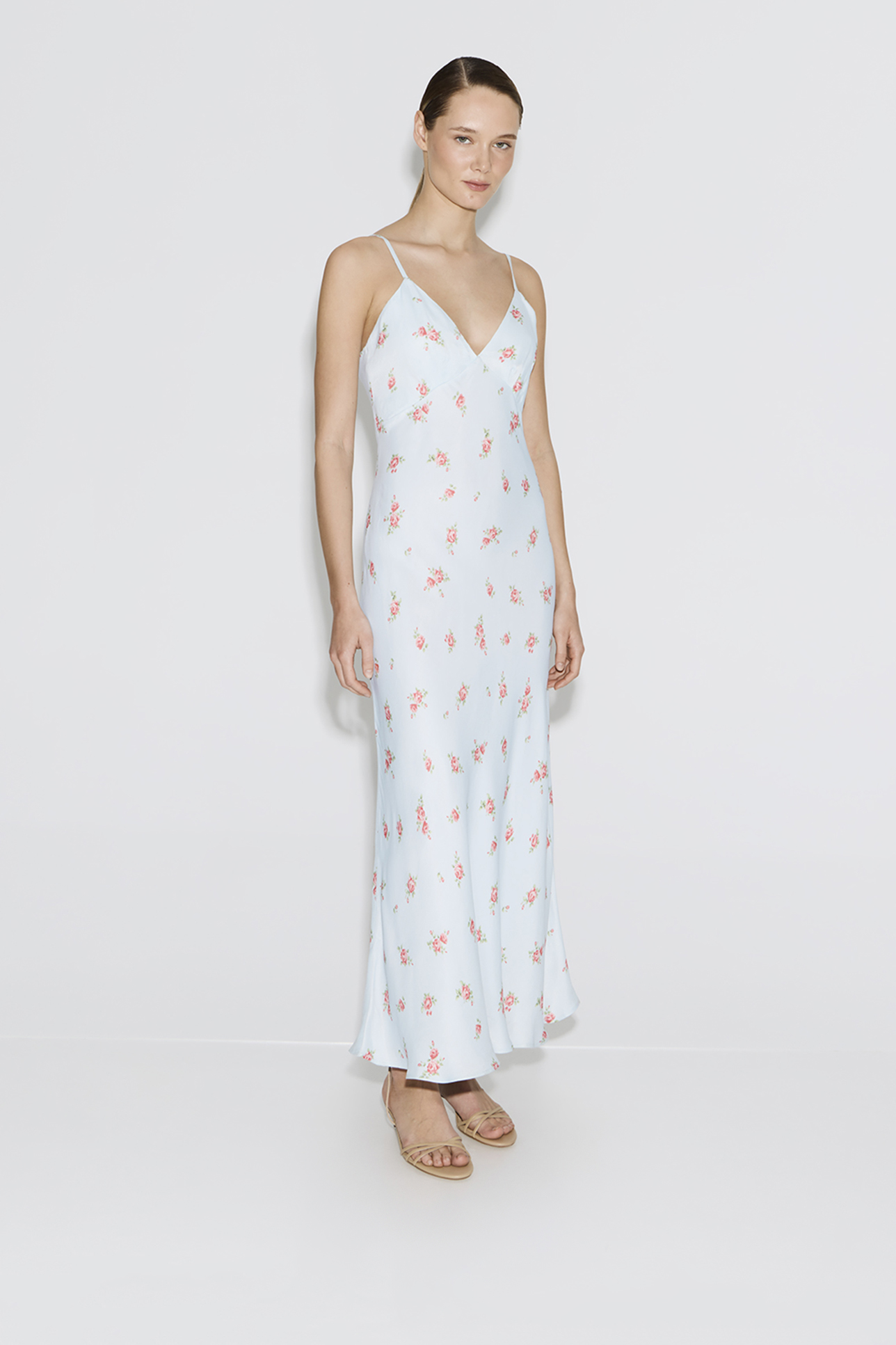 

Платье-комбинация с принтом голубого цвета, XXS