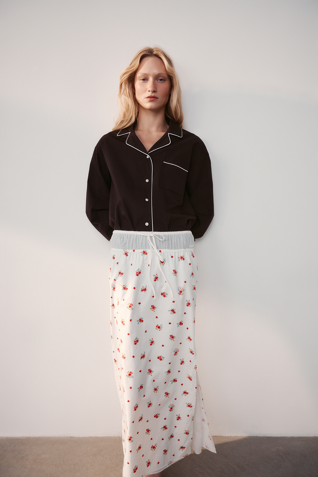 

Рубашка свободная в пижамном стиле, S