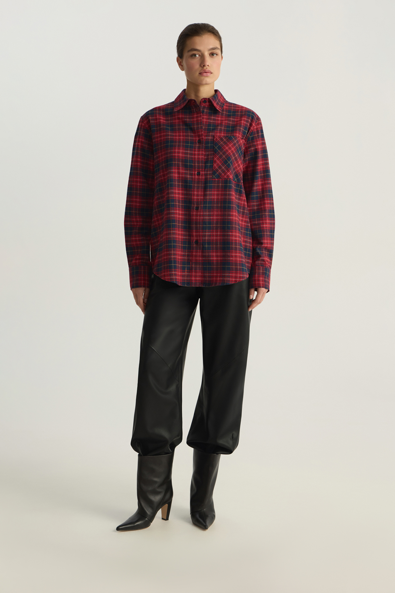 

Рубашка в клетку бордового цвета, XXS