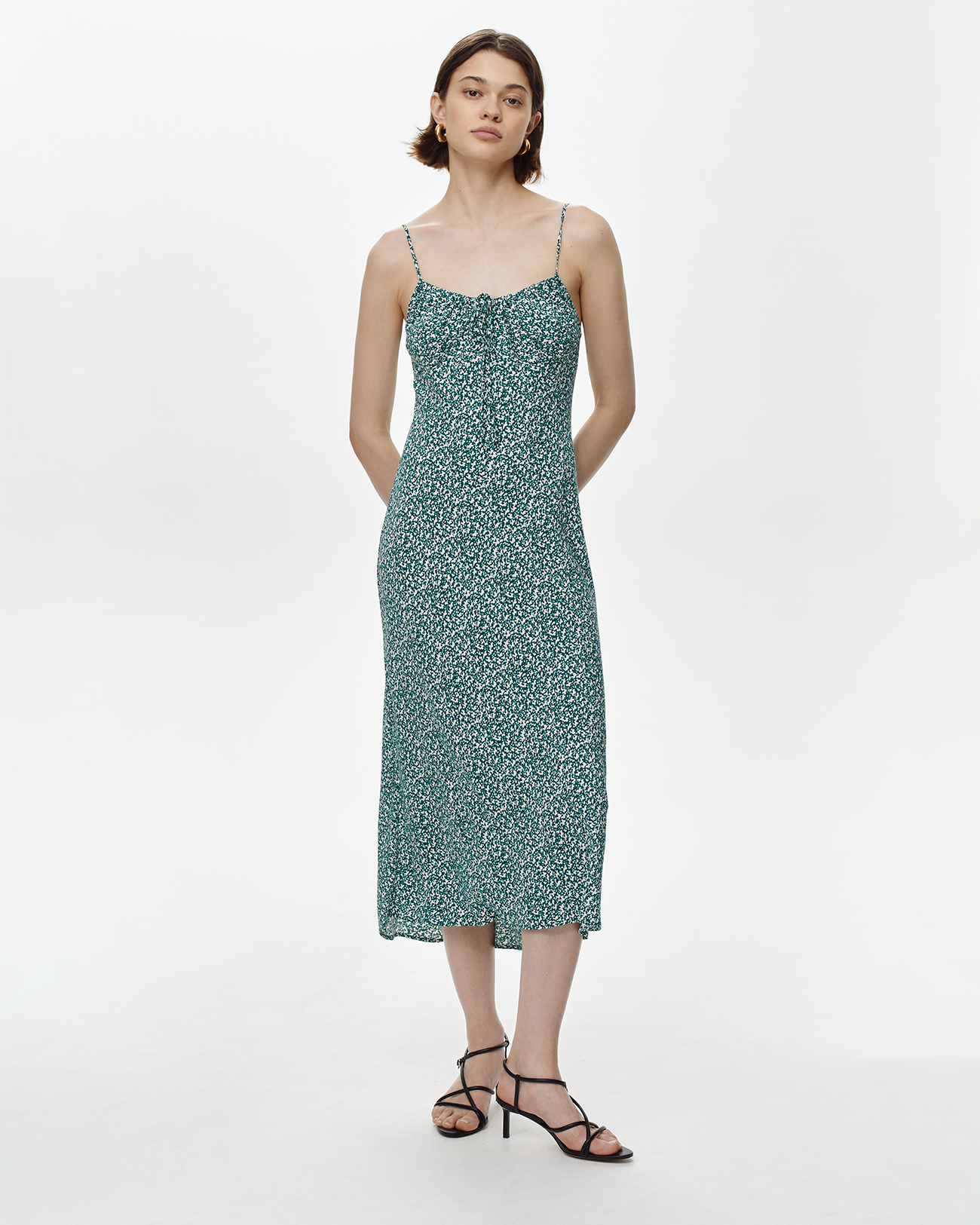 

Платье-комбинация миди зеленого цвета, L