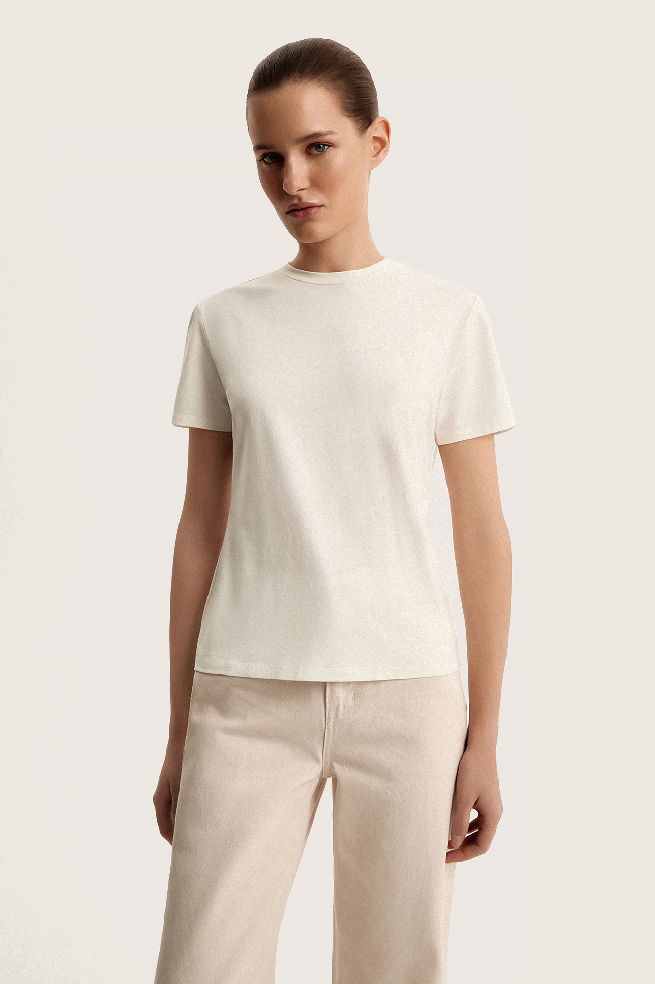 Футболка с круглой горловиной из хлопка с модалом
