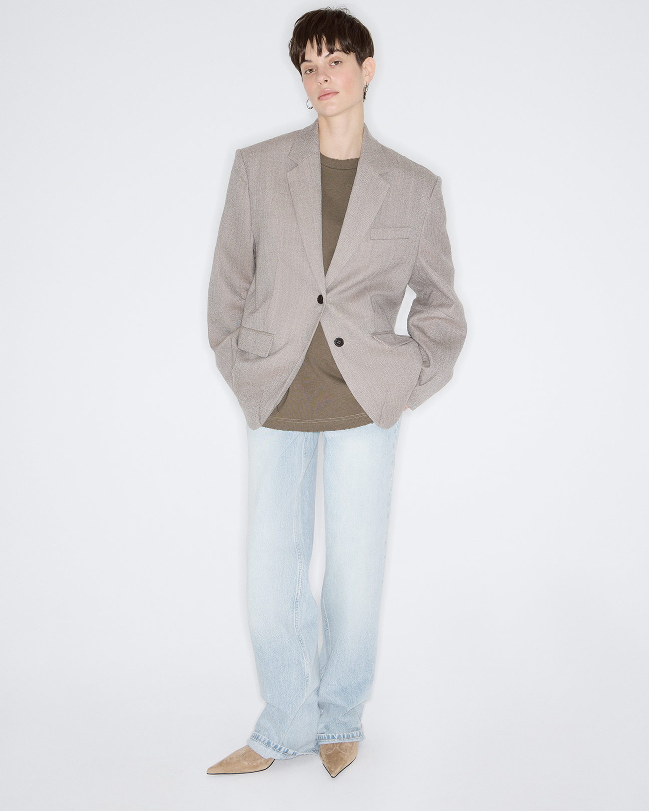 

Жакет с вытачками бежевого цвета, XXS