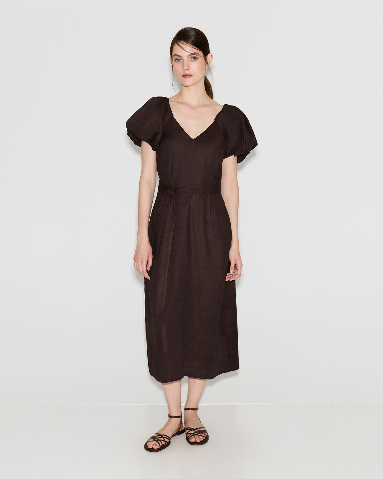 

Платье миди шоколадного цвета, XXS