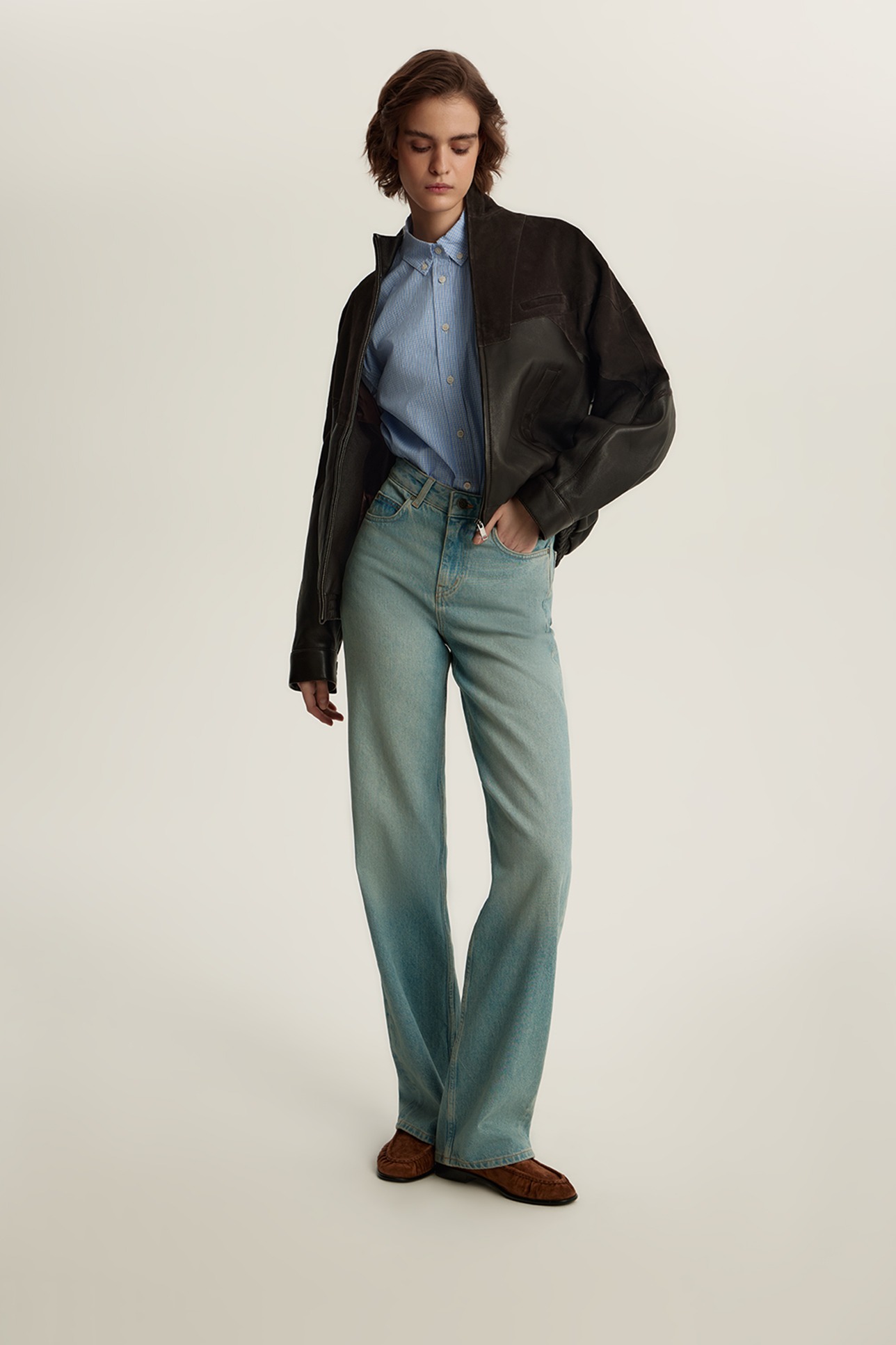 

Джинсы широкие с высокой посадкой WL106, 27/30