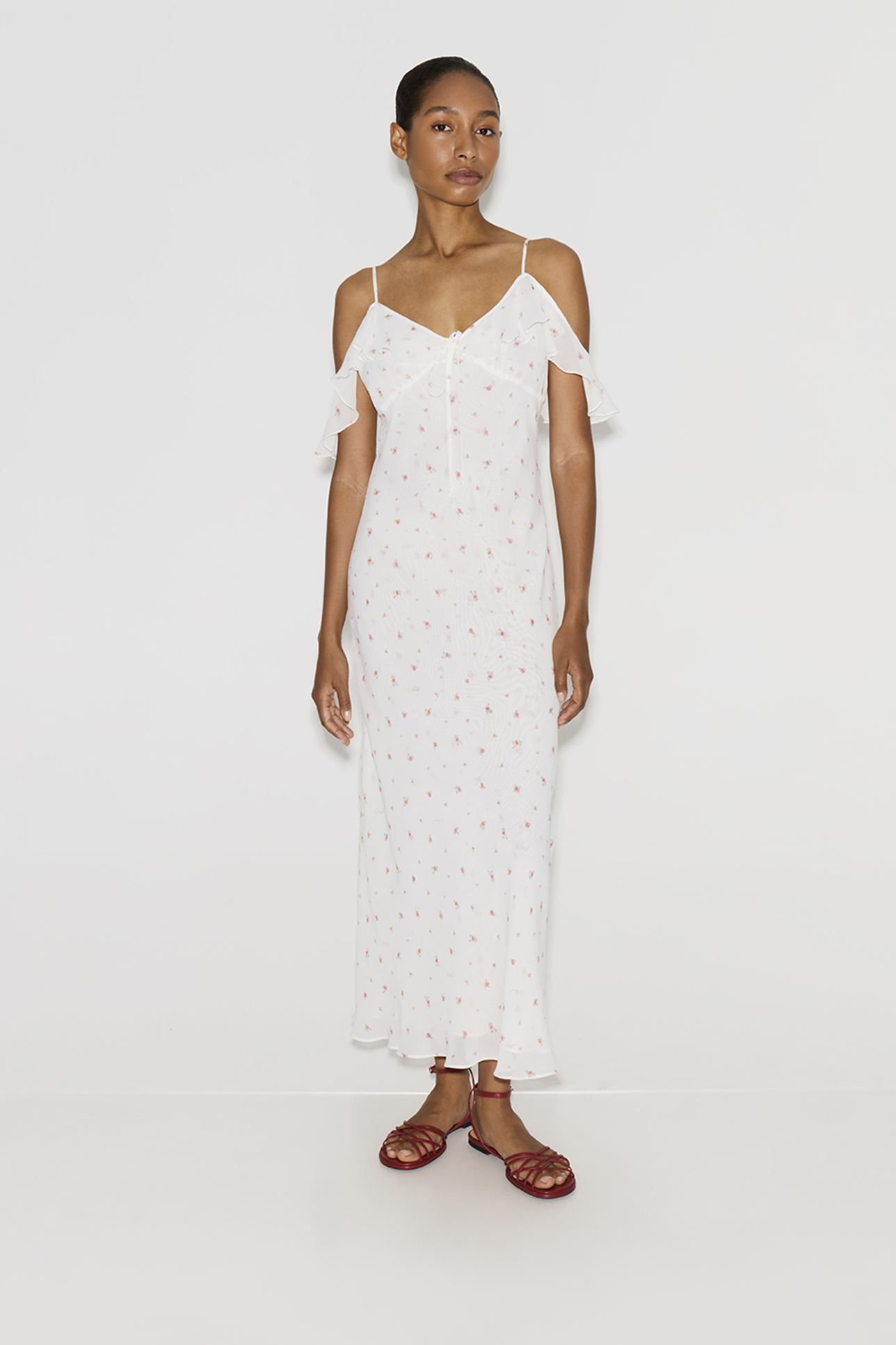 

Платье миди с принтом белого цвета, L