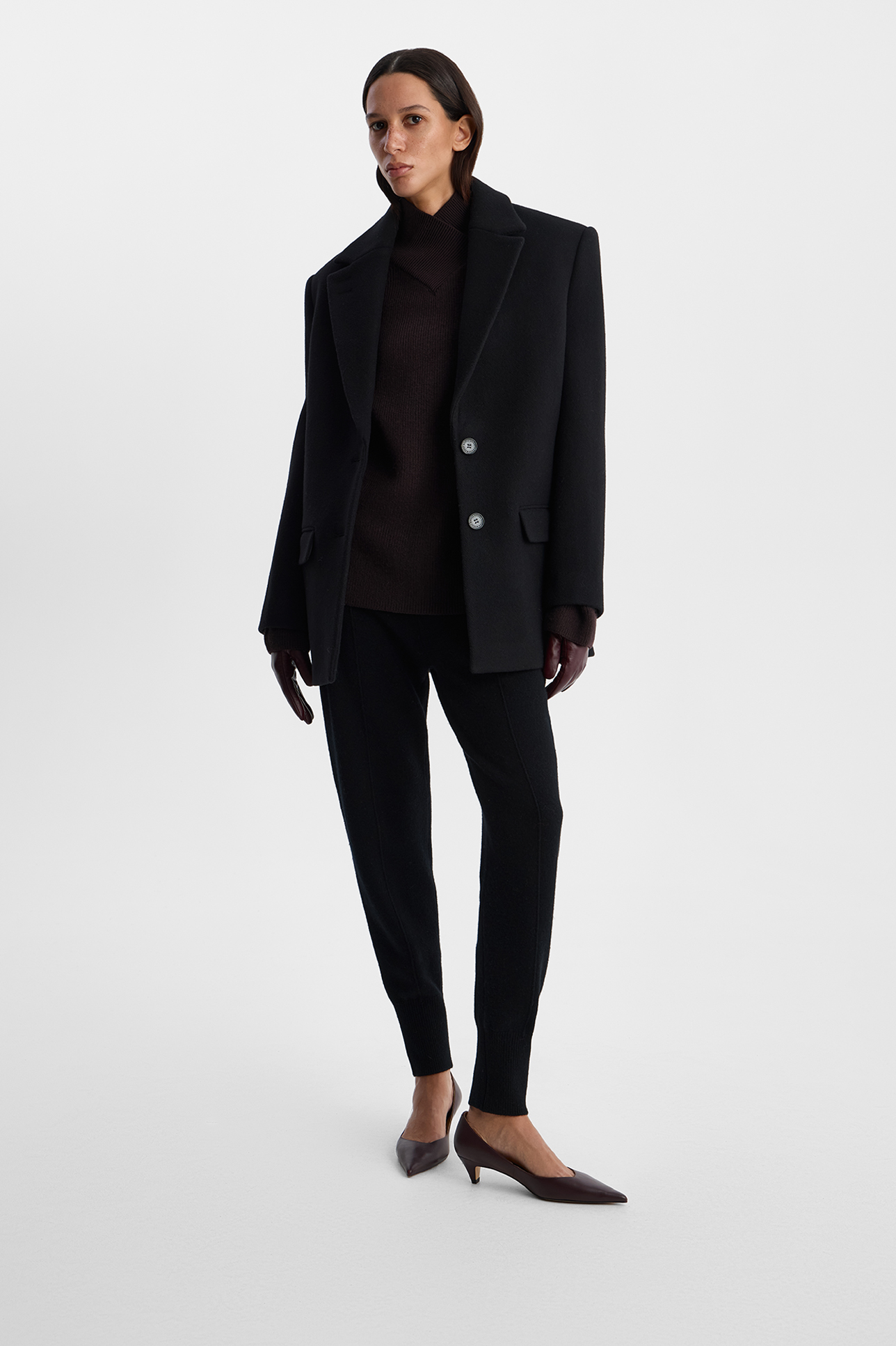 

Полупальто в елочку черного цвета, L