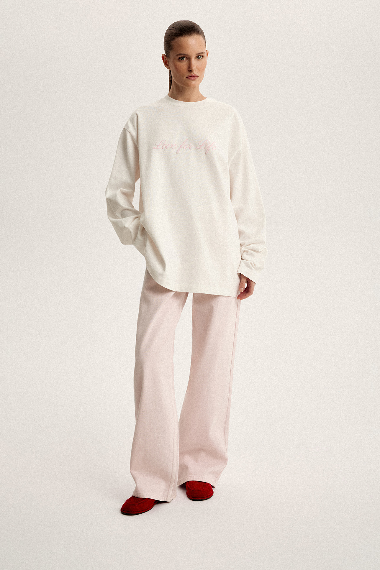 

Лонгслив объемный с принтом, XS