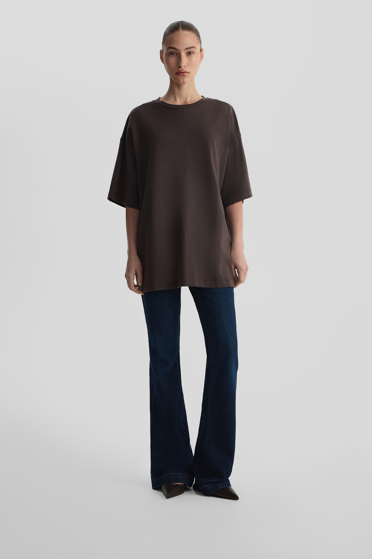 

Футболка с эффектом варки шоколадного цвета, S