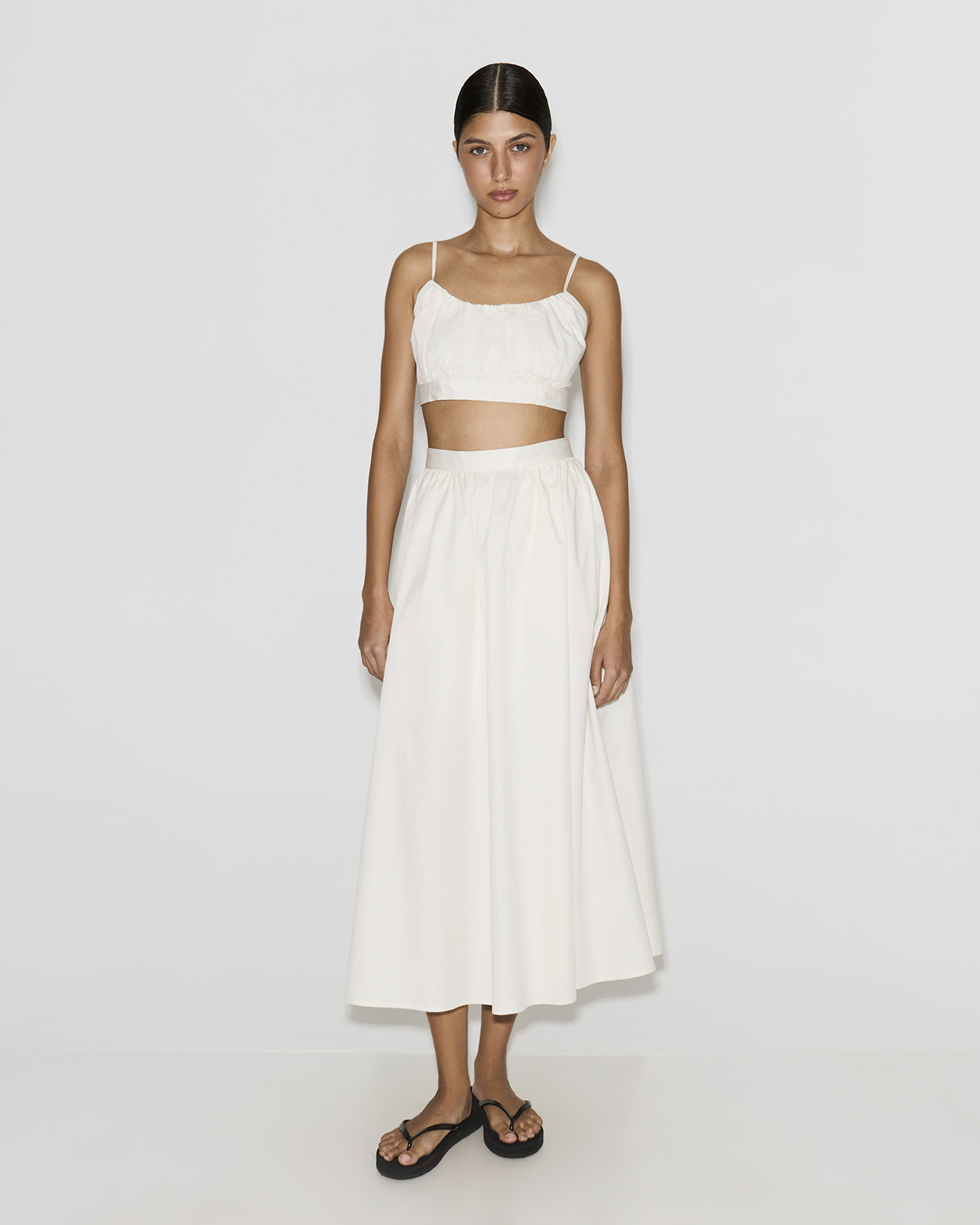 

Юбка миди из хлопка молочного цвета, S