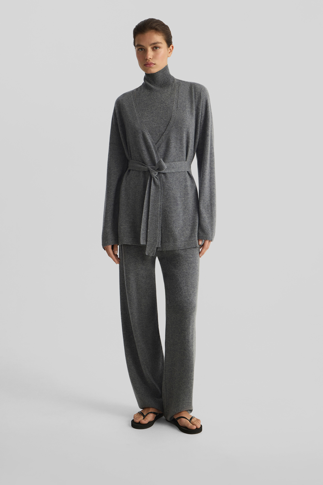 

Кардиган-кимоно из кашемира серого цвета, S